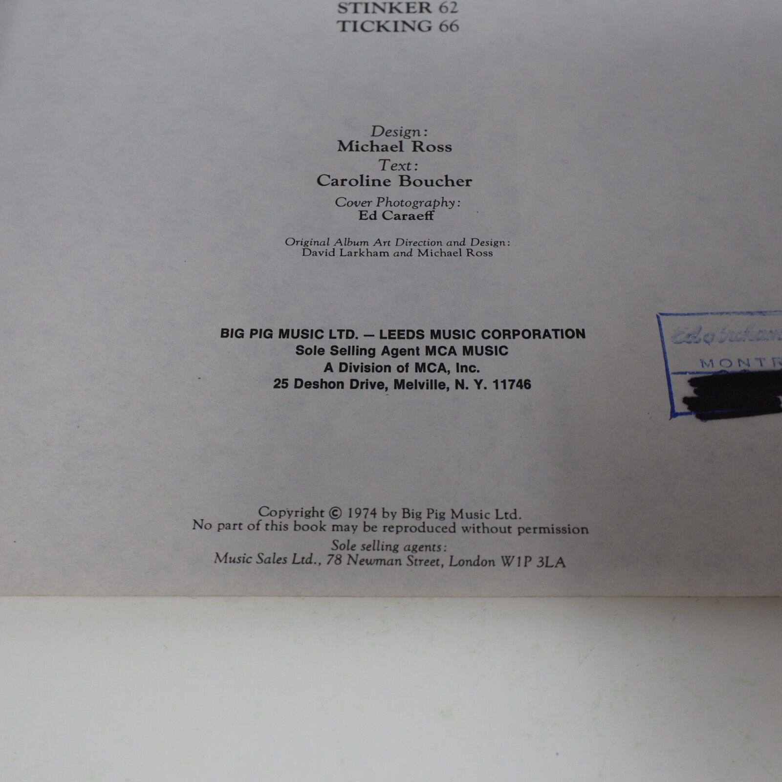 1974 Caribou Songbook Elton John/Bernie Taupin Paperback PB Big Pig Music 70s