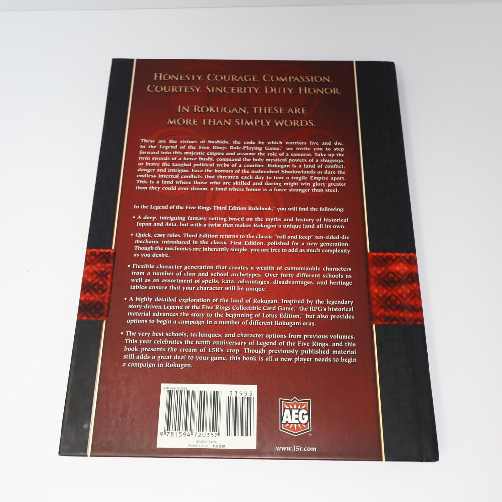 2005 Legend of the Five Rings L5R by AEG Fantasy RPG 3rd Ed Book Hardcover HC