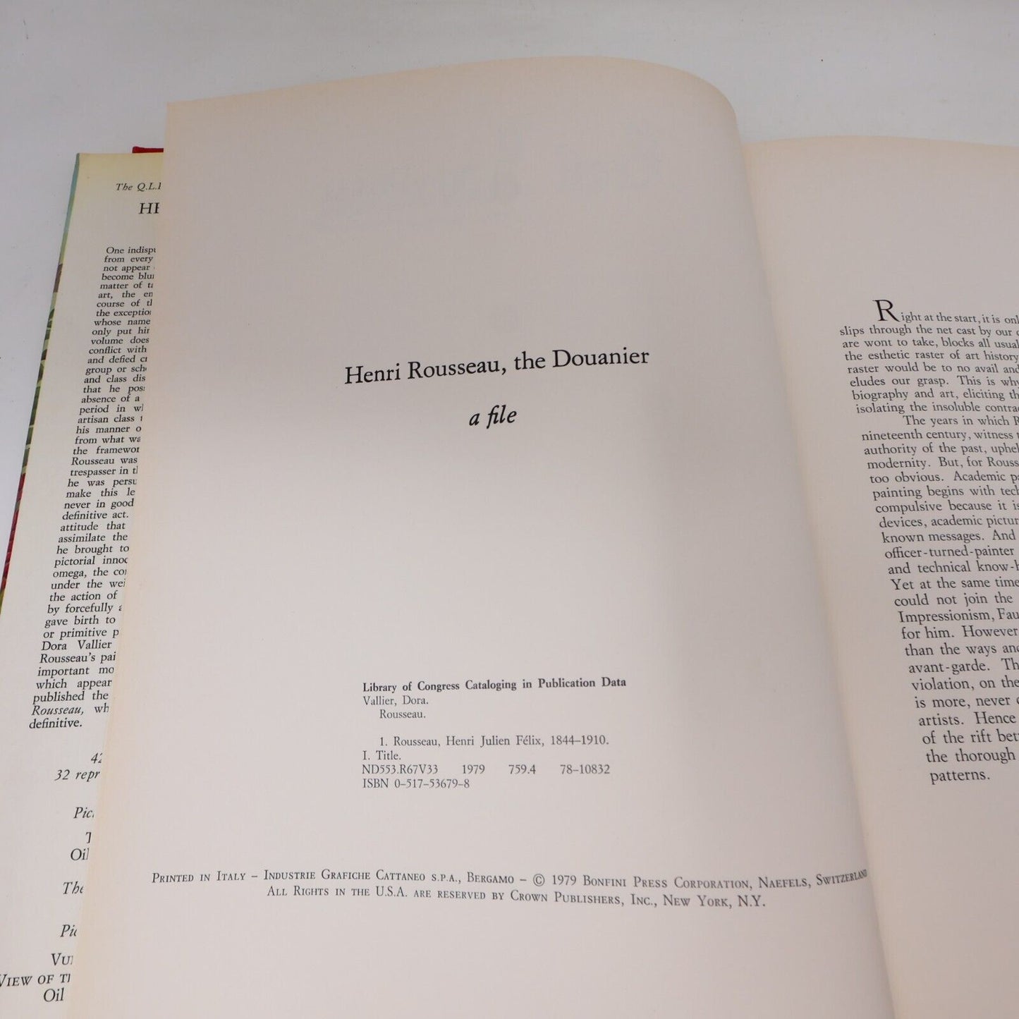 1979 Henri Rousseau The Douanier a File Artist's Monograph by Dora Vallier Book