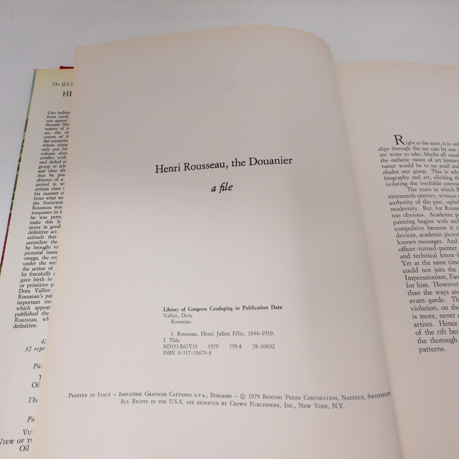 1979 Henri Rousseau The Douanier a File Artist's Monograph by Dora Vallier Book