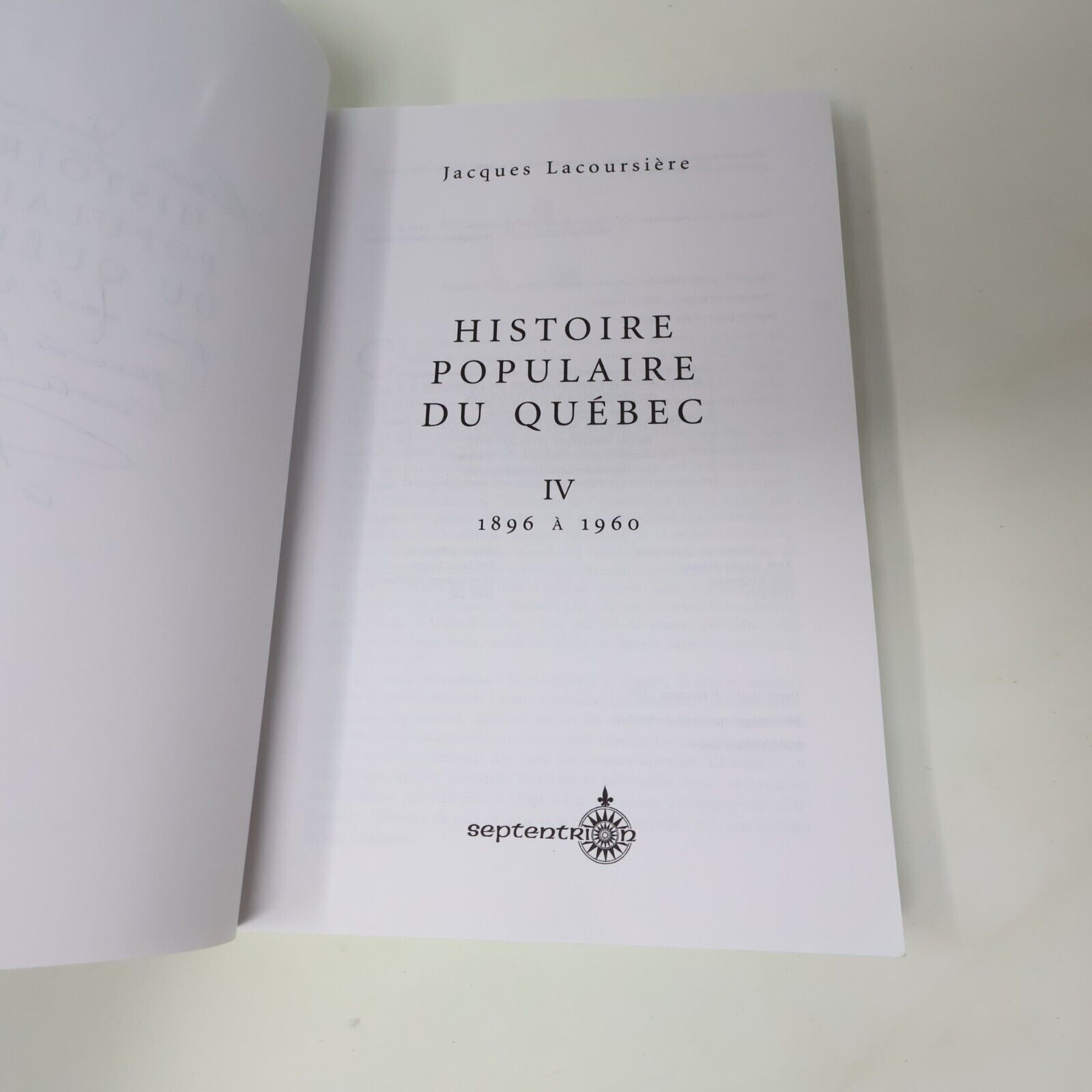 1995 Histoire Populaire du Québec #4 1896 à 1960 de Jacques Lacoursière Français