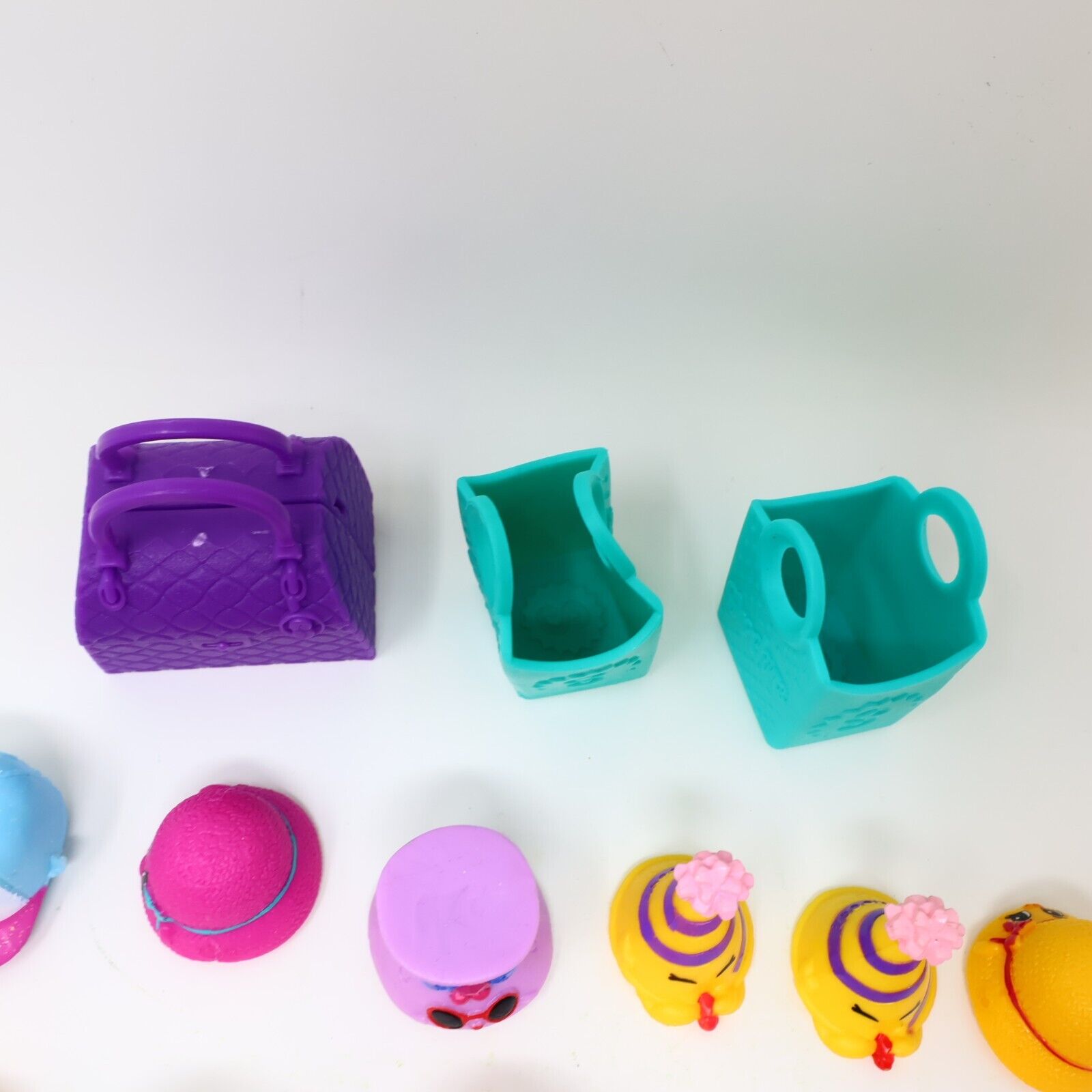 Lot of 21 Shopkins Figures Toys Mixed Sun Glasses Hat Hands Bag Baskets Moose