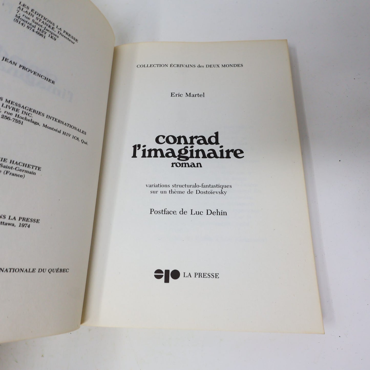 1974 Conrad l'Imaginaire Eric Martel La Presse Fantasy Fantastique Québec Livre