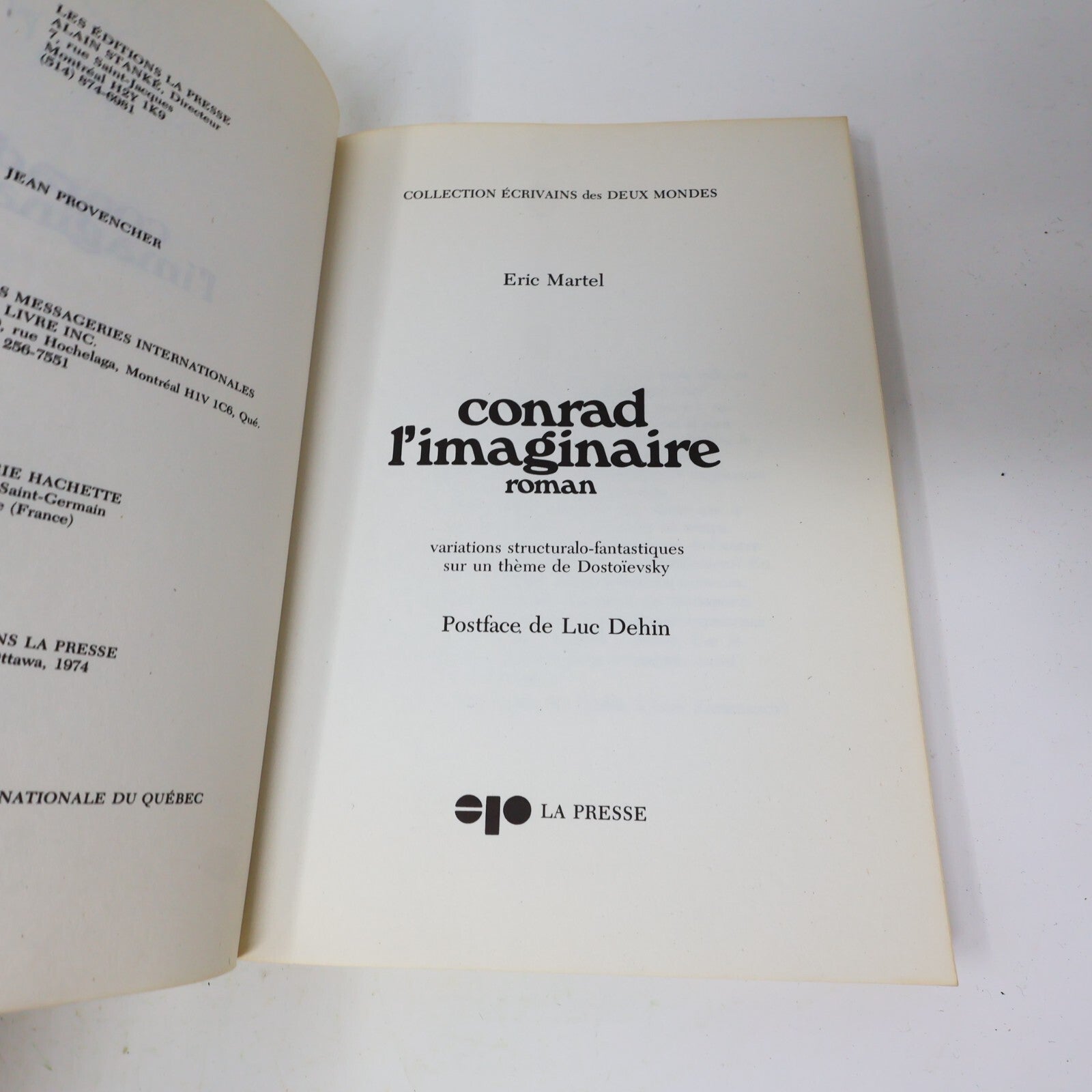 1974 Conrad l'Imaginaire Eric Martel La Presse Fantasy Fantastique Québec Livre