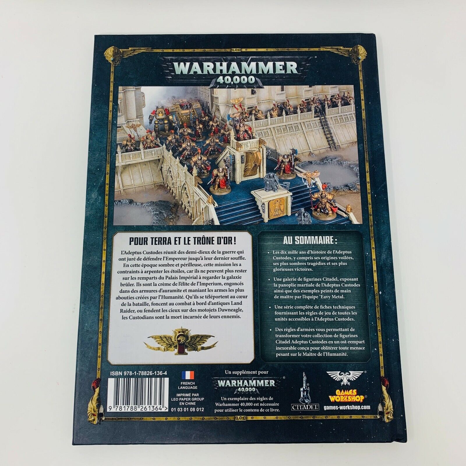 2018 Warhammer 40,000 Codex Adeptus Custodes Games Workshop Livre Français 40k