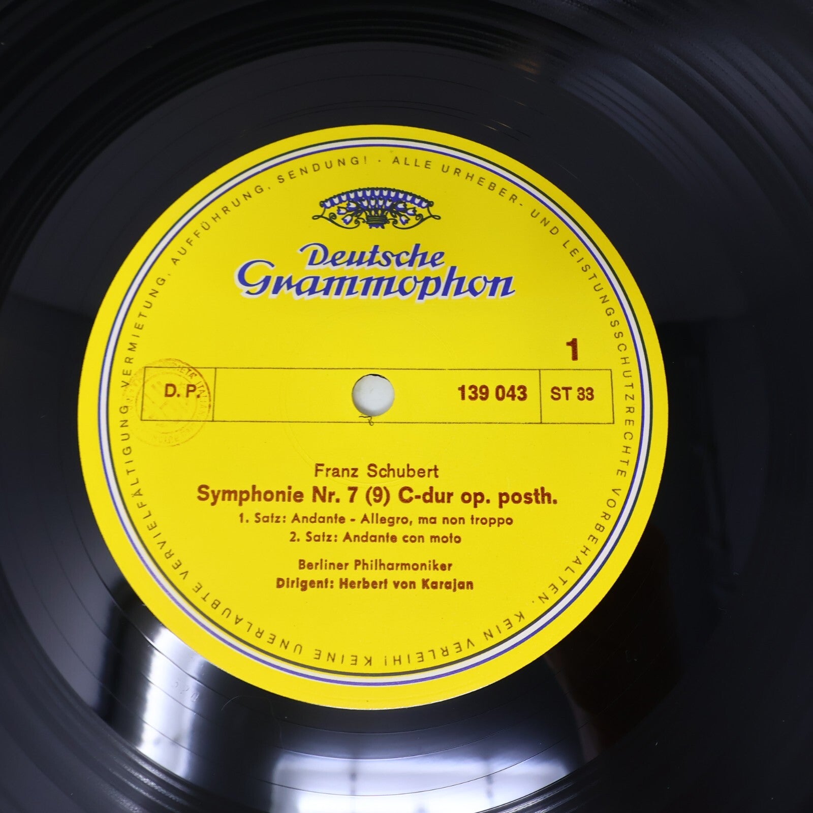 Herbert von Karajan Schubert Symphonie Nr. 7 (9)  Berliner LP Record 139 043