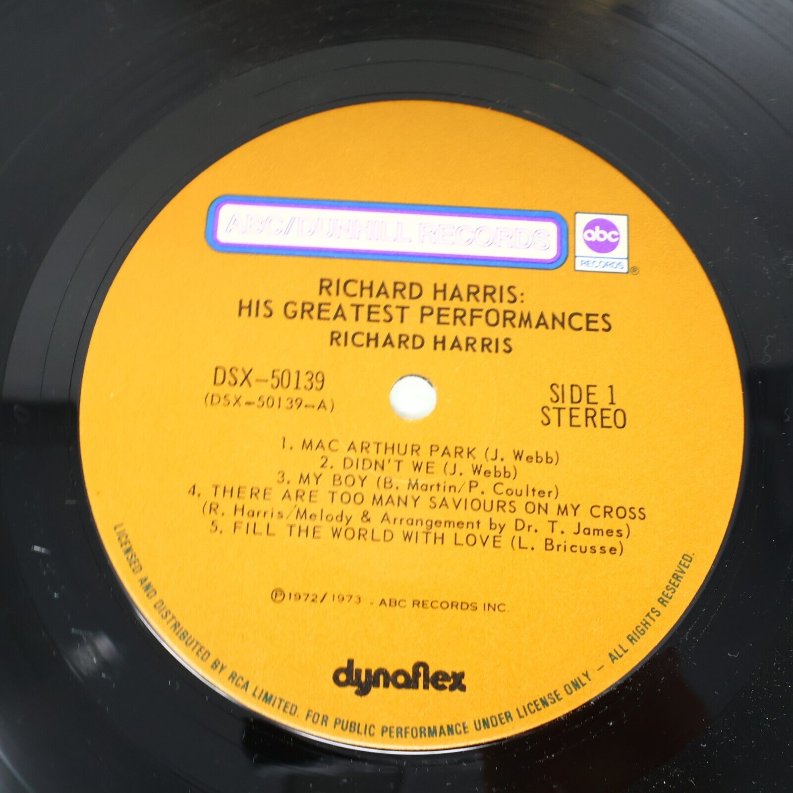Richard Harris His Greatest Performances LP Record Vinyl DSX-50139 1973 Canada