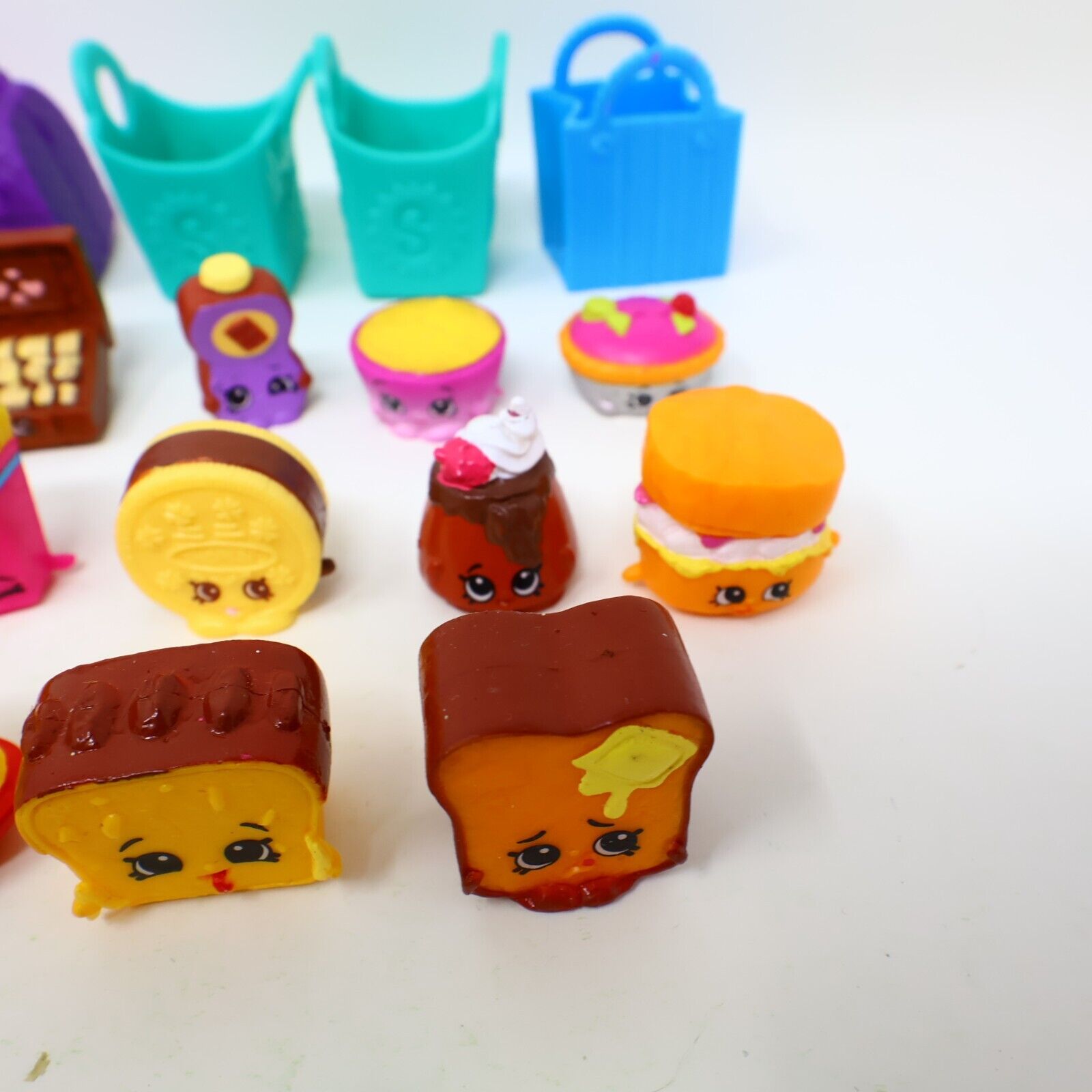 Lot of 33 Shopkins Figures Toys Mixed Food Bread Chocolate Cake Cookies Moose