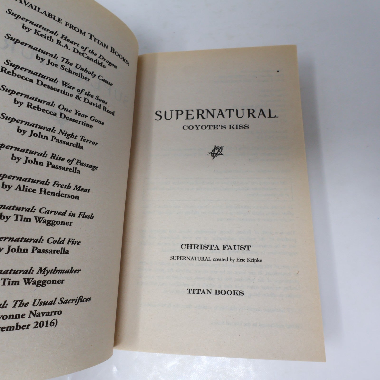 Supernatural Coyote's Kiss Christa Faust Titan Books 2011 PB Horror Fantasy