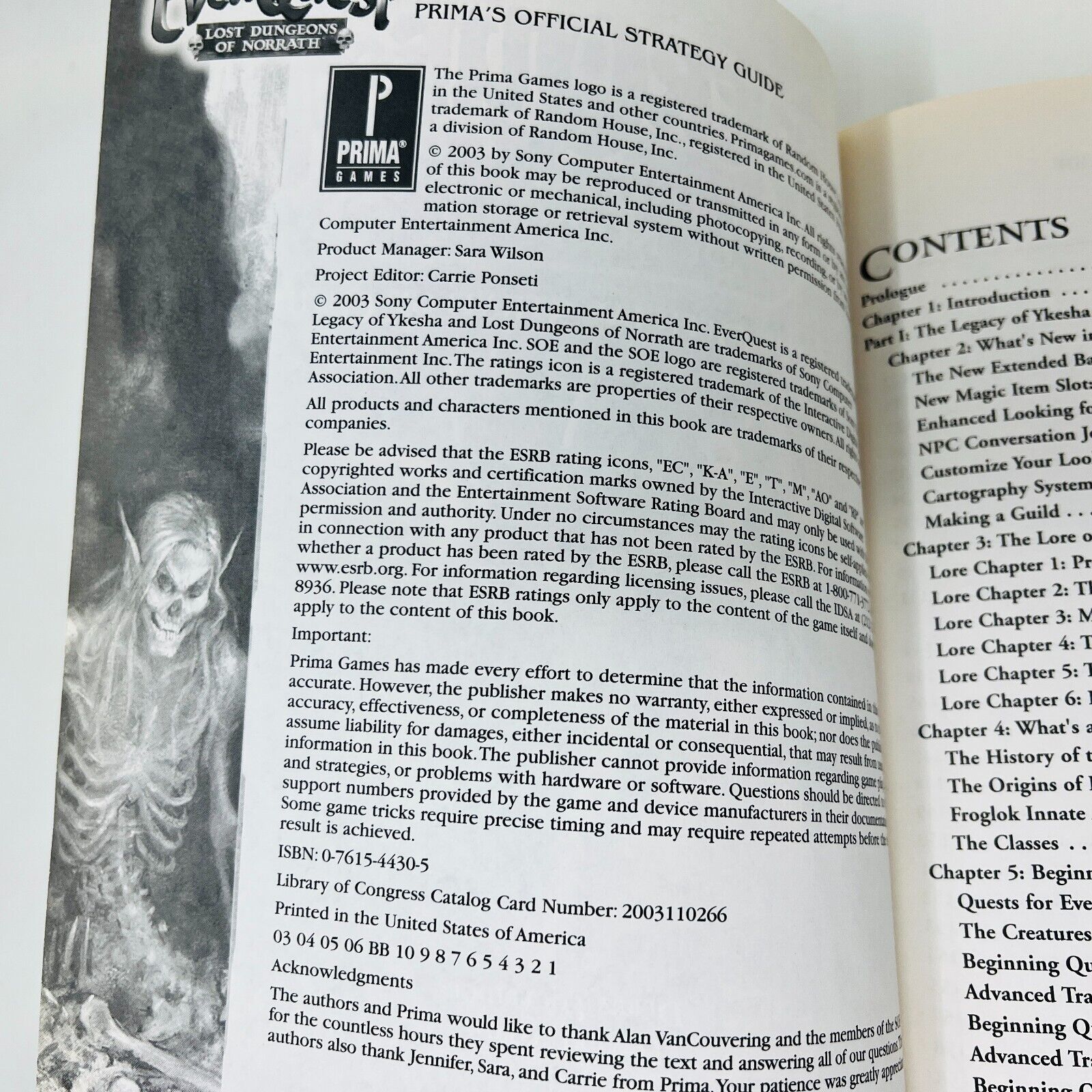 2003 EverQuest Lost Dungeons of Norrath Prima's Strategy Guide Trade Paperback