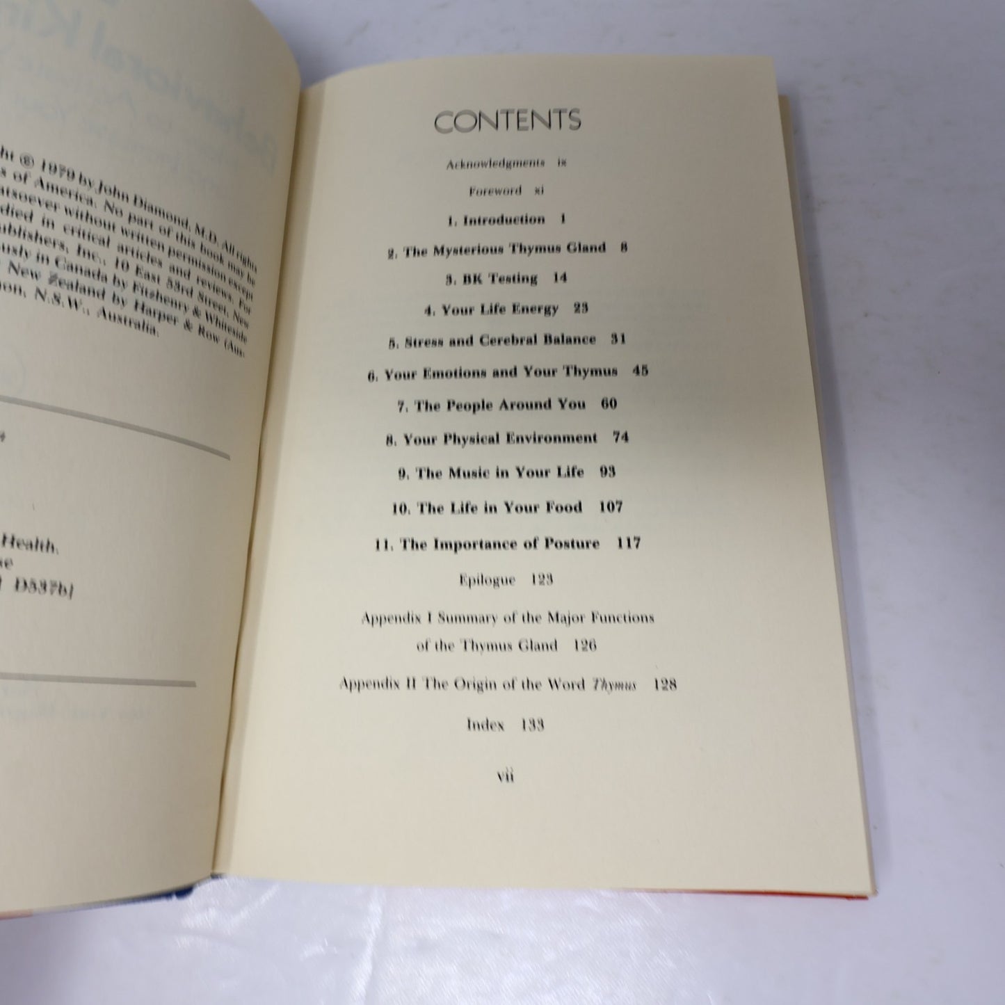 Bk Behavioral Kinesiology John Diamond Harper & Row 1979 HC DJ Health 1st Print