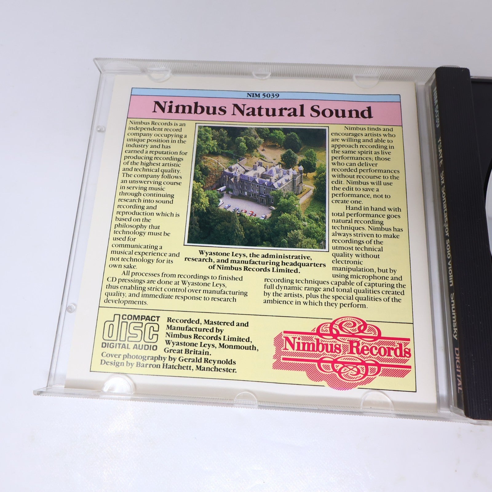 Six Sonatas For Solo Violin CD Oscar Shumsky Ysaÿe Nimbus 1986 Classical 80s