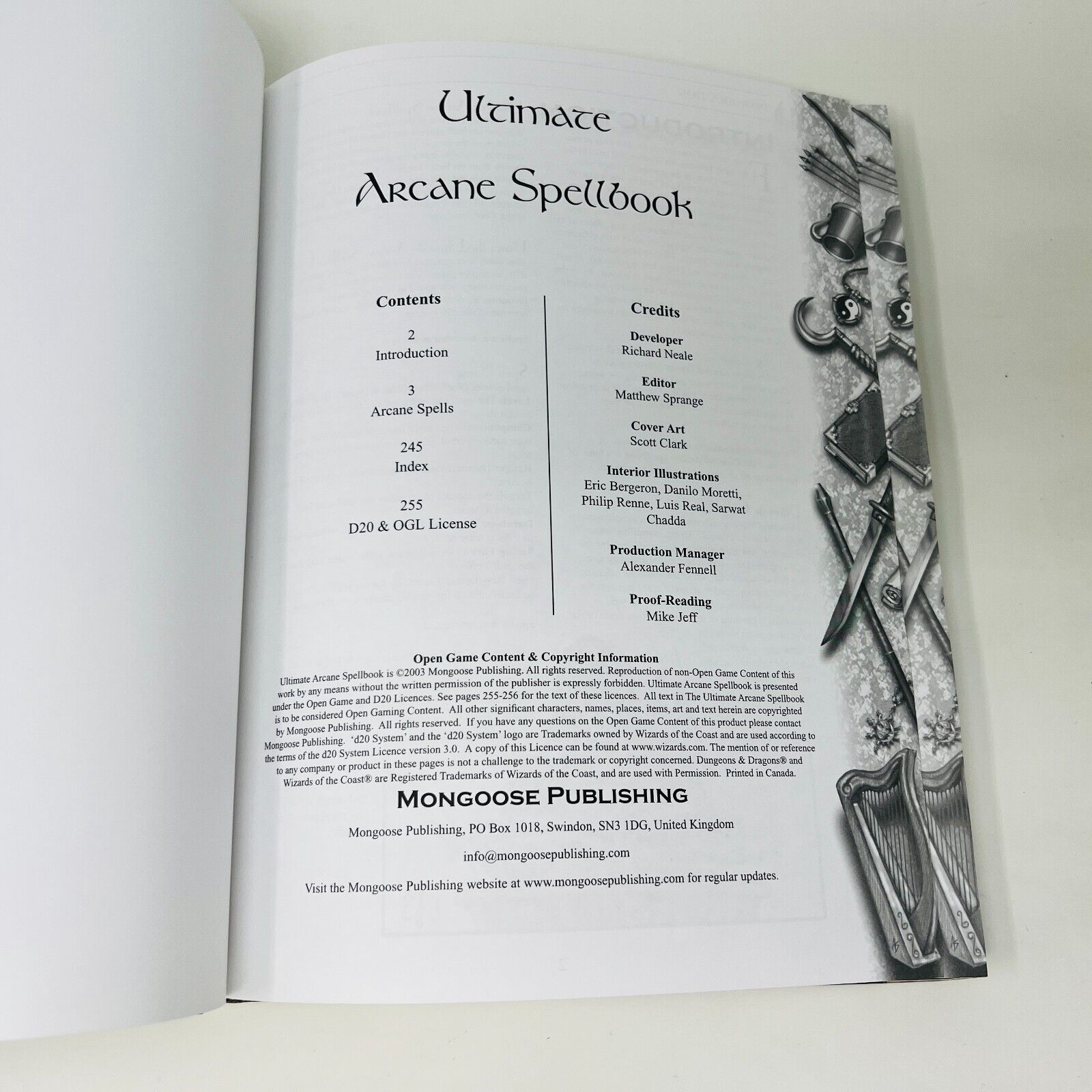 Ultimate Arcane Spellbook HC D20 v 3.5 Supplementary Rulebook V #5 MGP 9005 RPG
