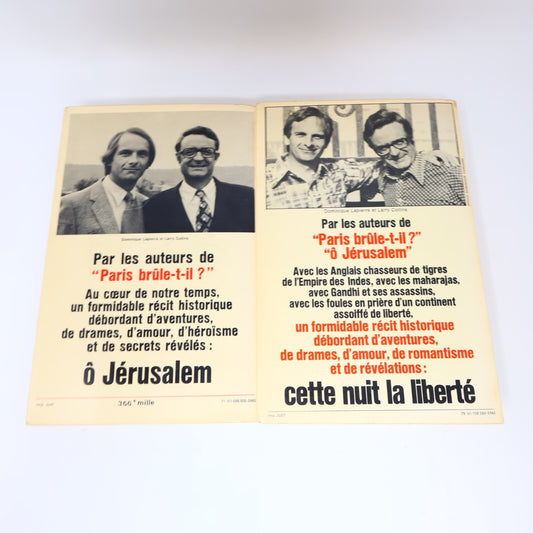 Dominique Lapierre/Larry Collins Lot 2 Livres Ô Jérusalem/Cette Nuit la Liberté