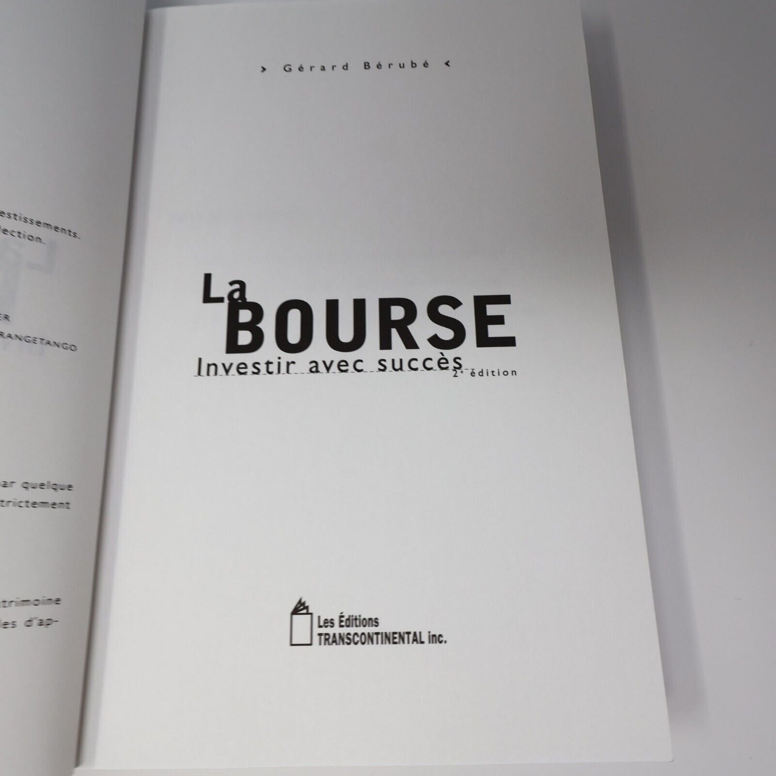 1997 La Bourse Investir avec Succès Affaires Plus de Gérard Bérubé Paperback PB