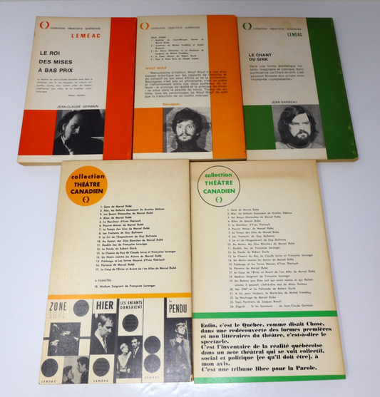 Théâtre Québec Lot 5 Livres Leméac Wouf Wouf/Florence/Chant du Sink Français 70s