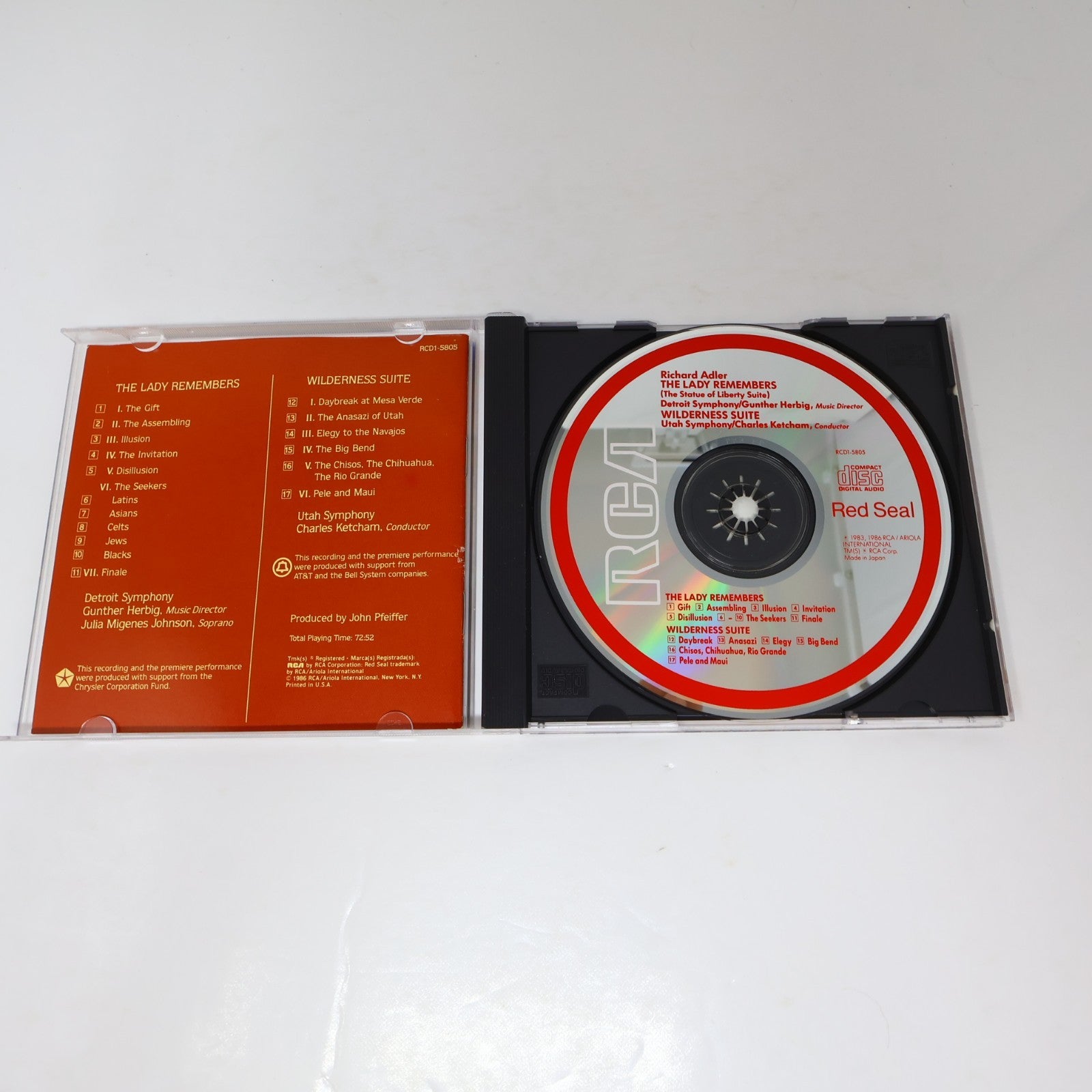 Richard Adler The Lady Remembers/Wilderness Suite CD Gunther Herbig/Ketcham 1986