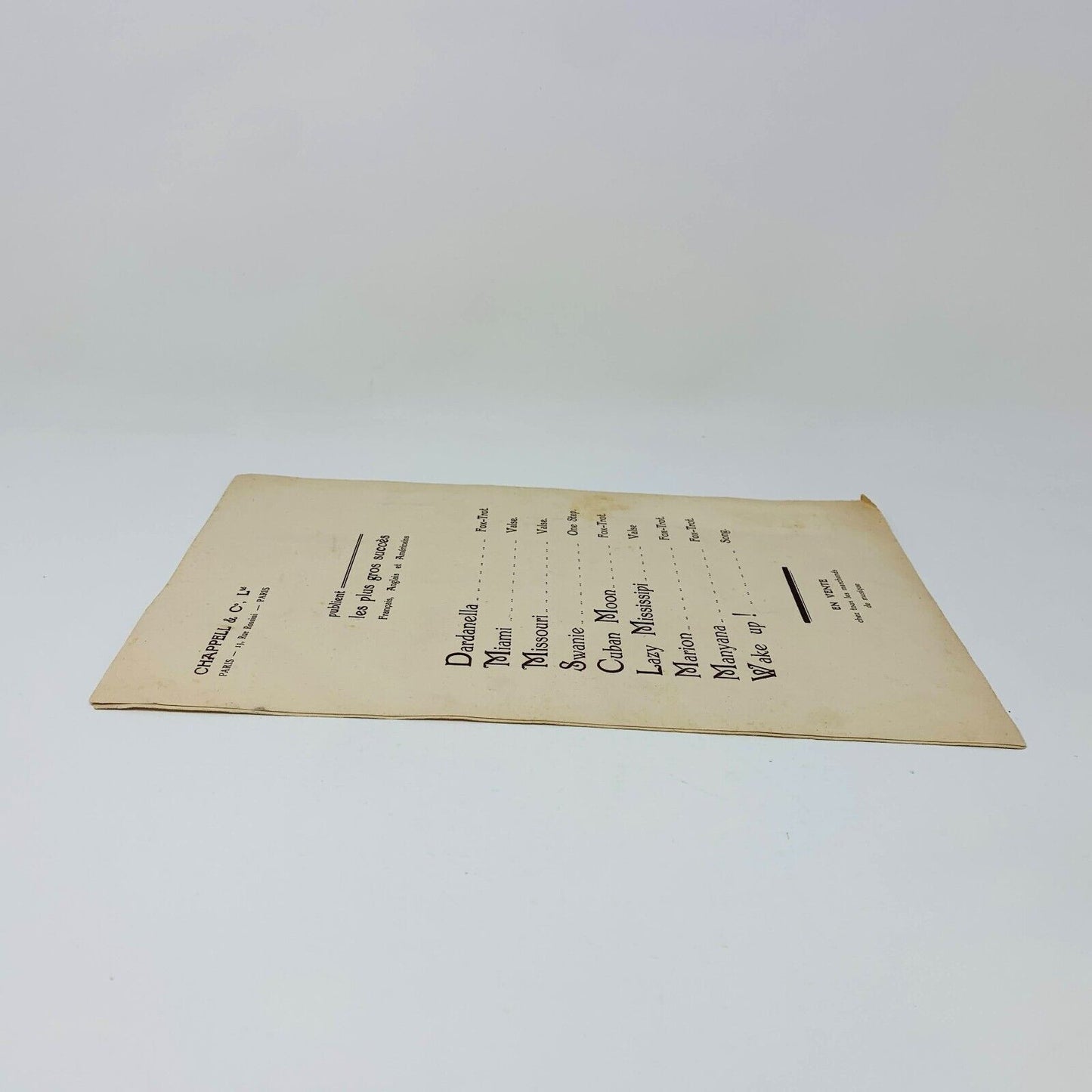 1920 One Step Swanie (Swanee) Partition Français French Harry Pilcer Gershwin
