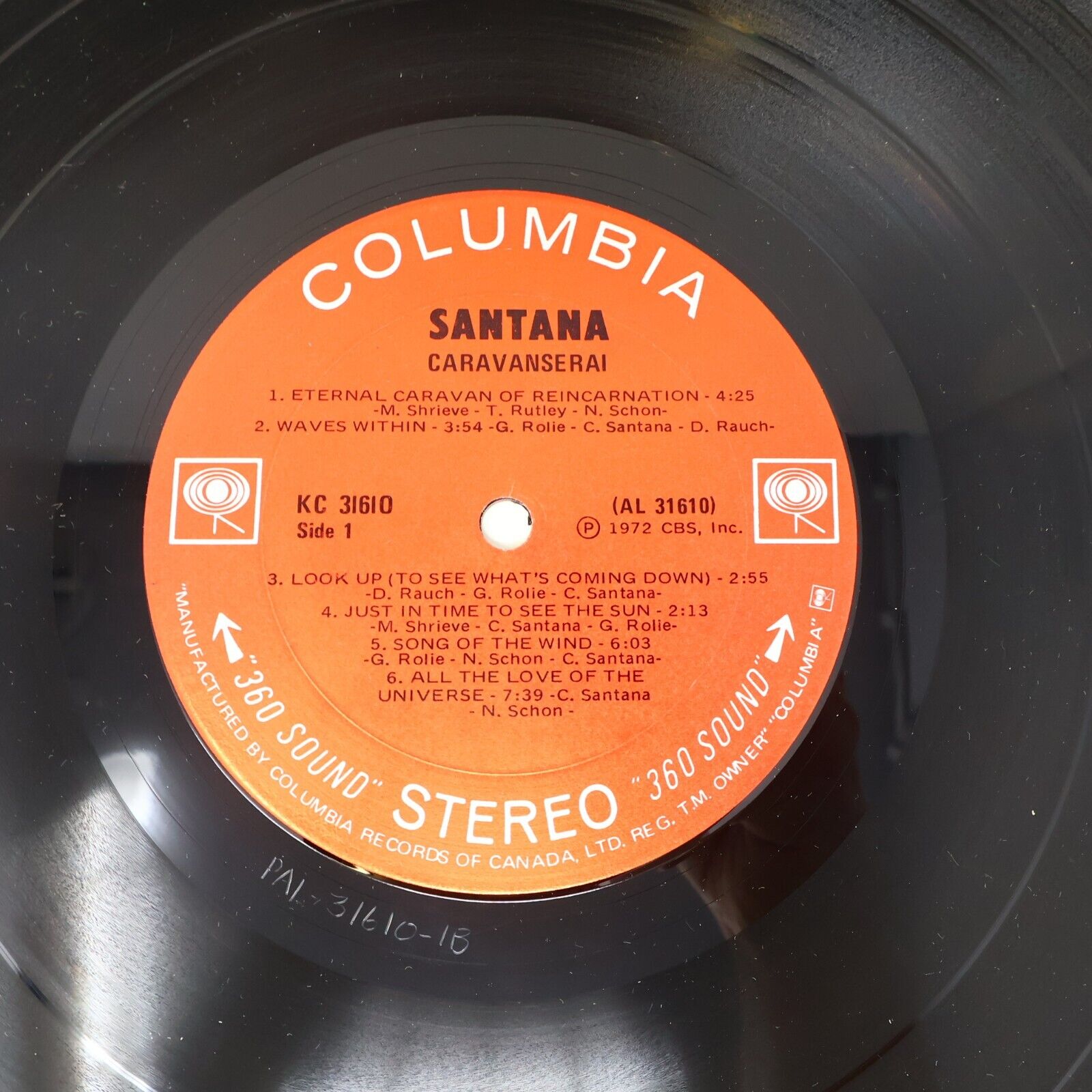 Santana Caravanserai LP Record Vinyl 1972 KC 31610 1972 Canada Columbia 1970s