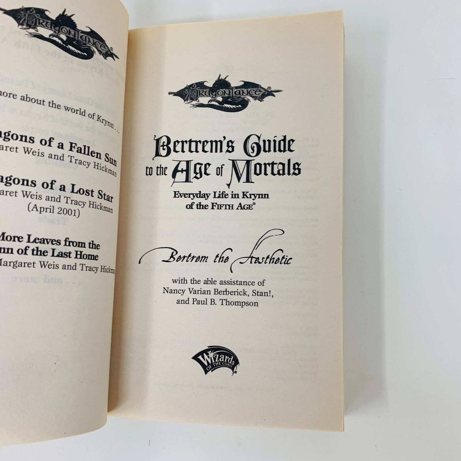 DragonLance Bertrem's Guide to the Age of Mortals/War of Souls Lot 1-2 WOC Krynn