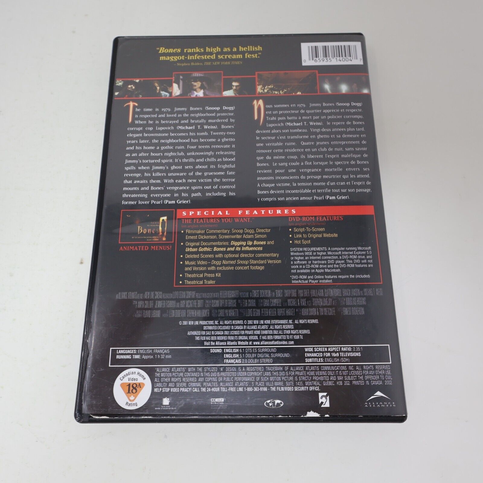 Bones / Le Spectre de Bones DVD NTSC Region 1 Tested Snoop Dogg English/Français