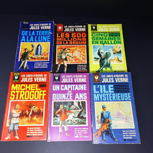 Lot 11 Livres Science-Fiction Vintage 1930-60s de Jules Verne Français French PB