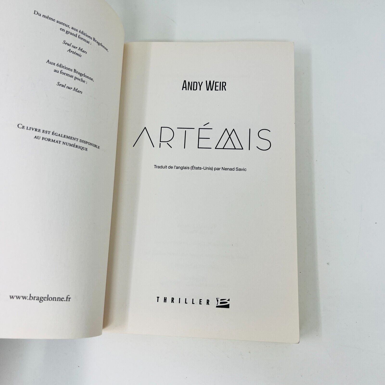 2018 Artémis de Andy Weir Bragelonne Thriller Science-fiction Français/French PB