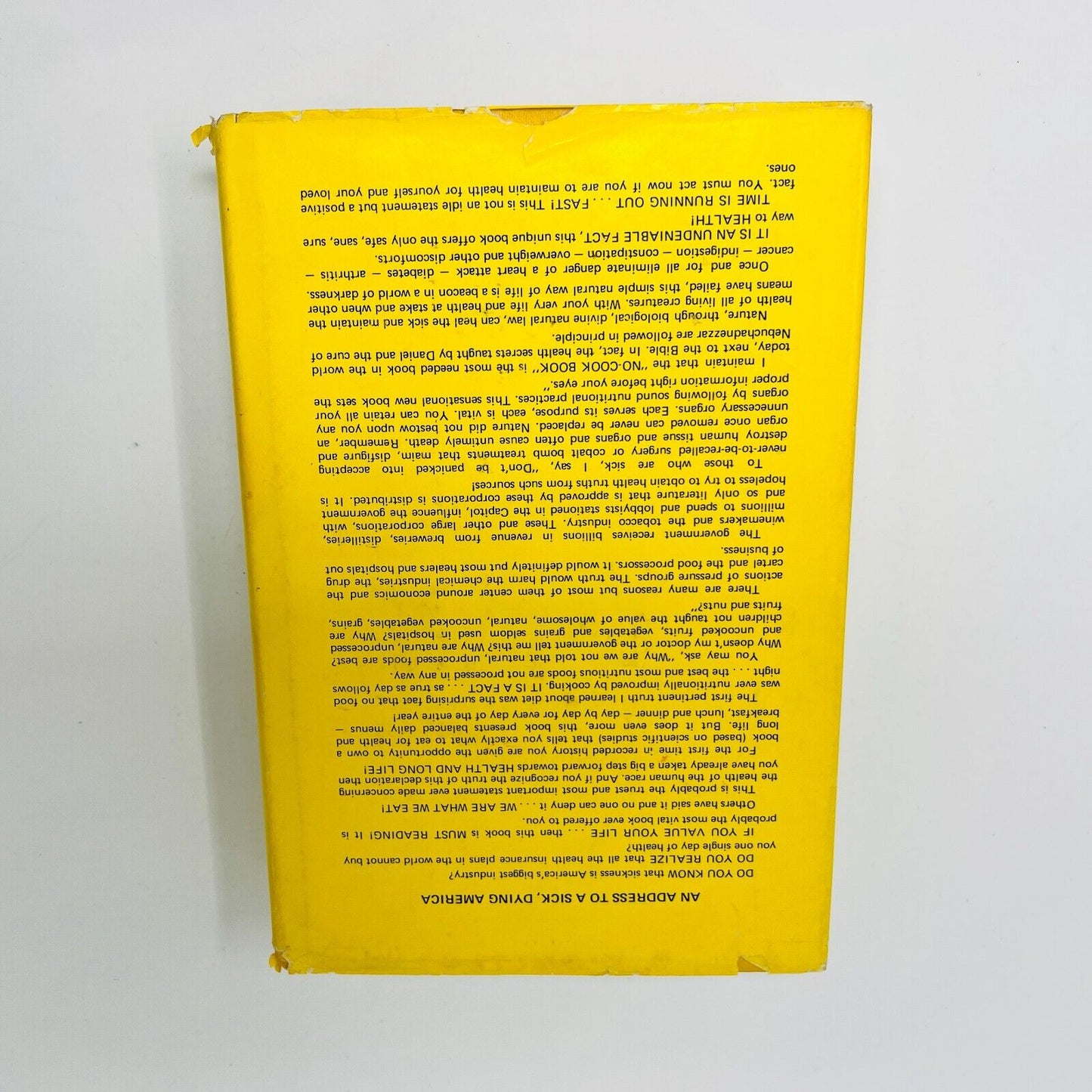 1978 No-Cook Book by John H. Tobe's Hardcover DJ Health Giving Provoker Press