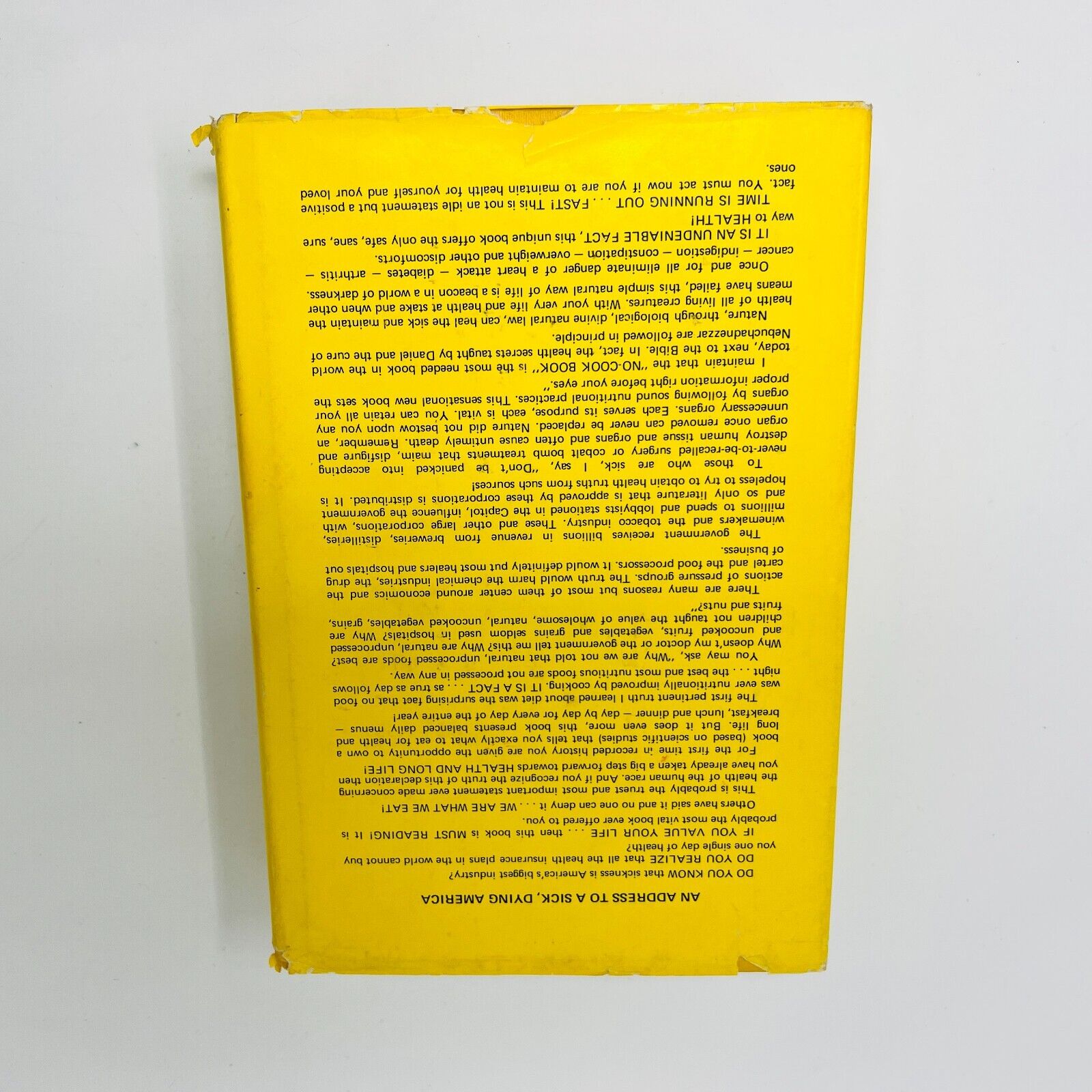 1978 No-Cook Book by John H. Tobe's Hardcover DJ Health Giving Provoker Press