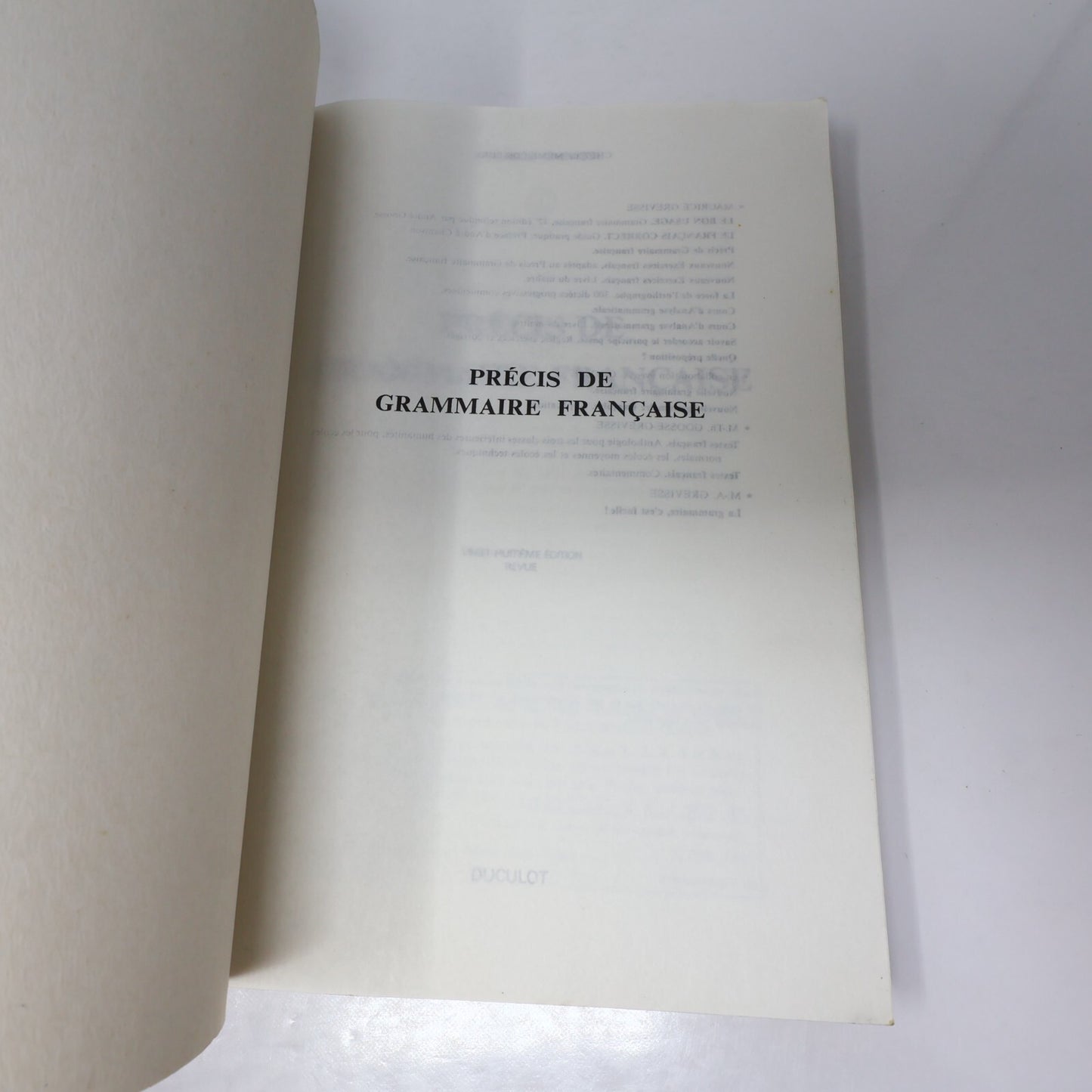 Précis de Grammaire Française Maurice Grevisse Duculot 1987 PB French Éducation