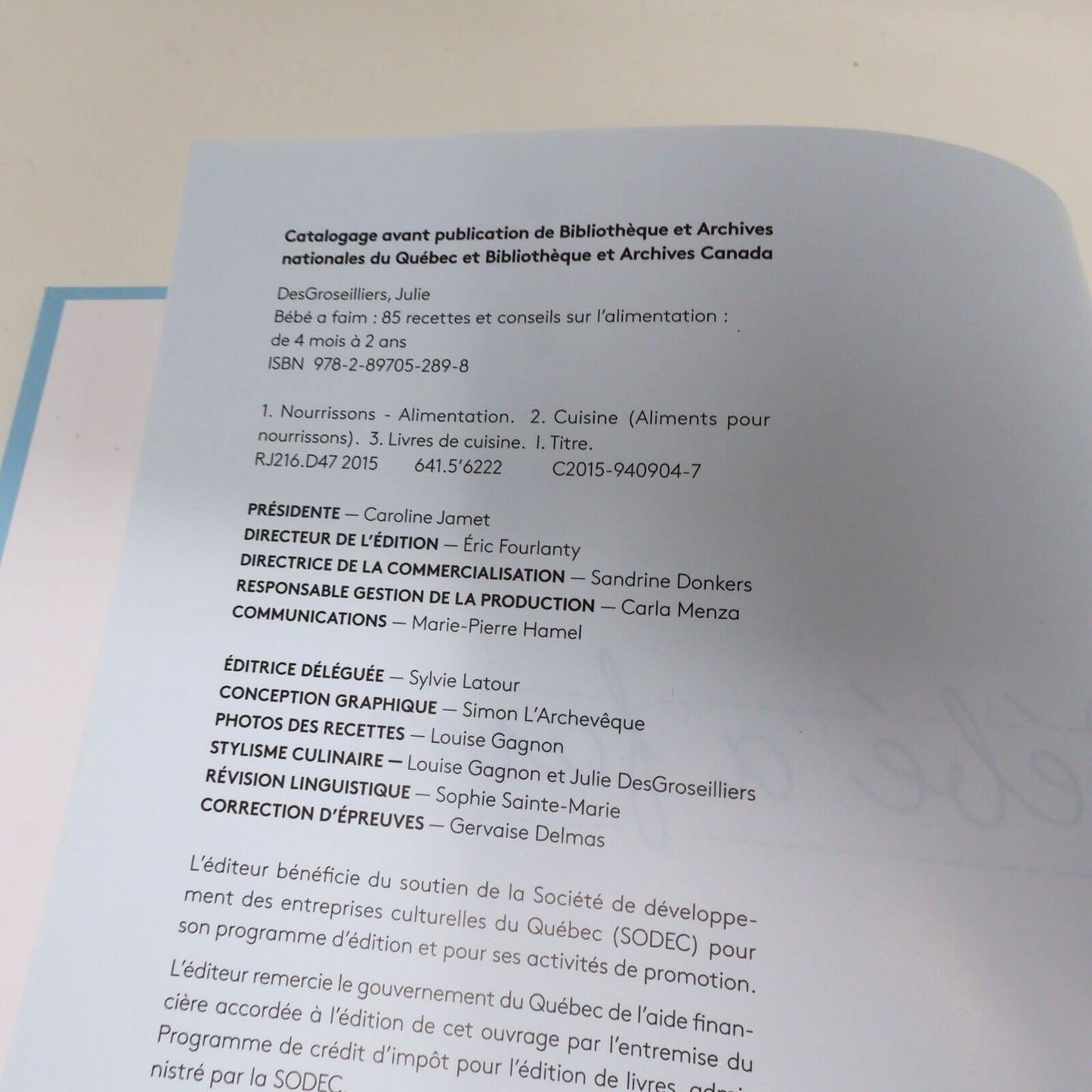2015 Bébé a Faim Julie Desgroseillers Alimentation Enfant La Presse Français HC