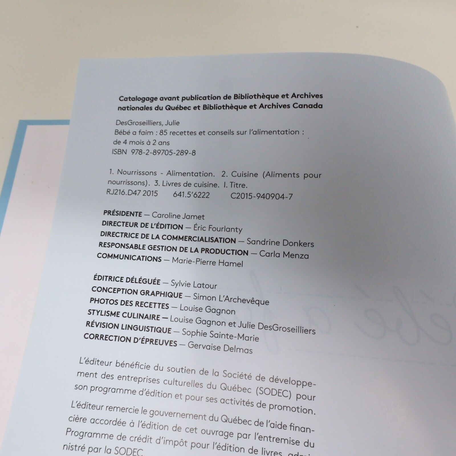 2015 Bébé a Faim Julie Desgroseillers Alimentation Enfant La Presse Français HC