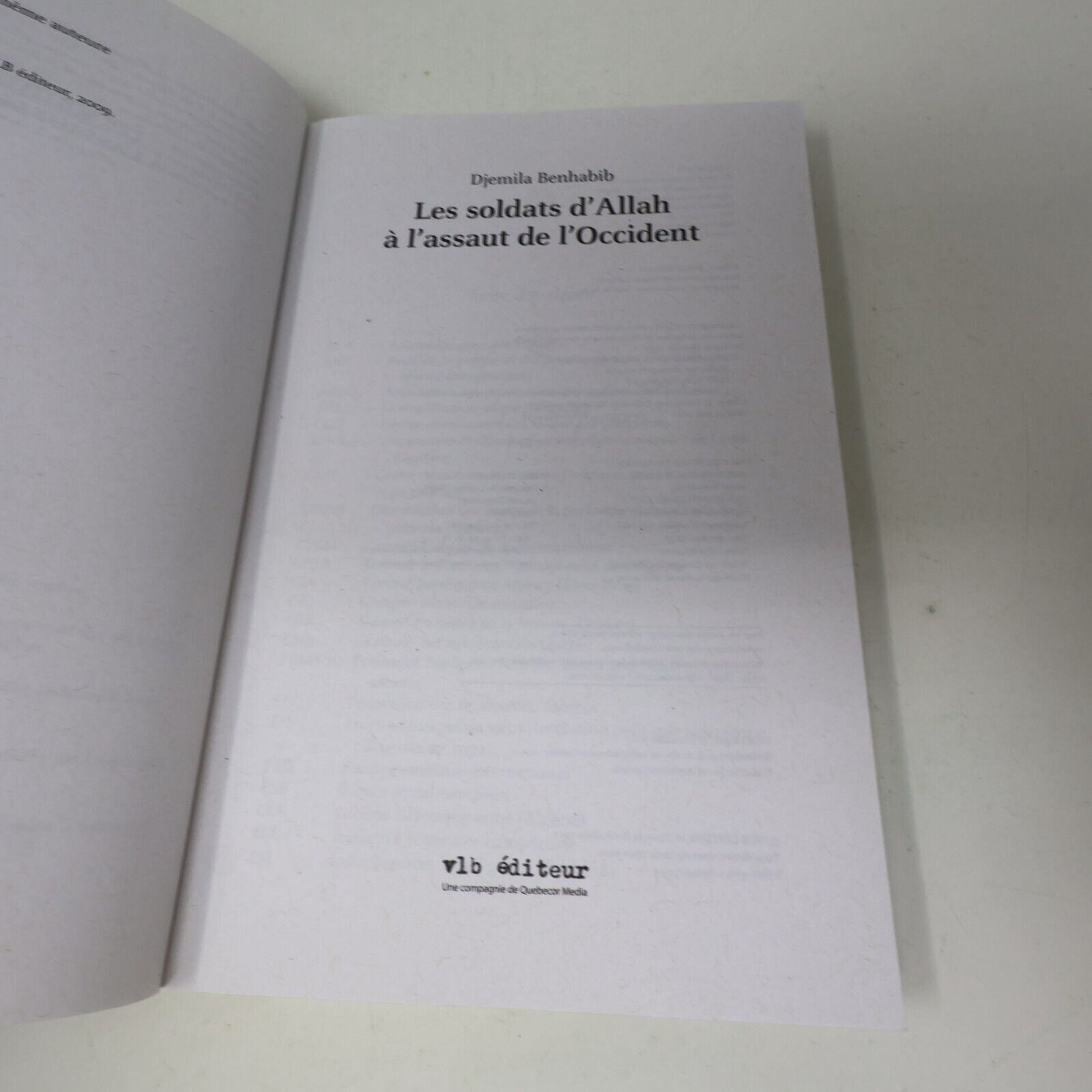 2011 Les Soldats d'Allah à l'Assaut de l'Occident Djemila Benhabib Vlb Français