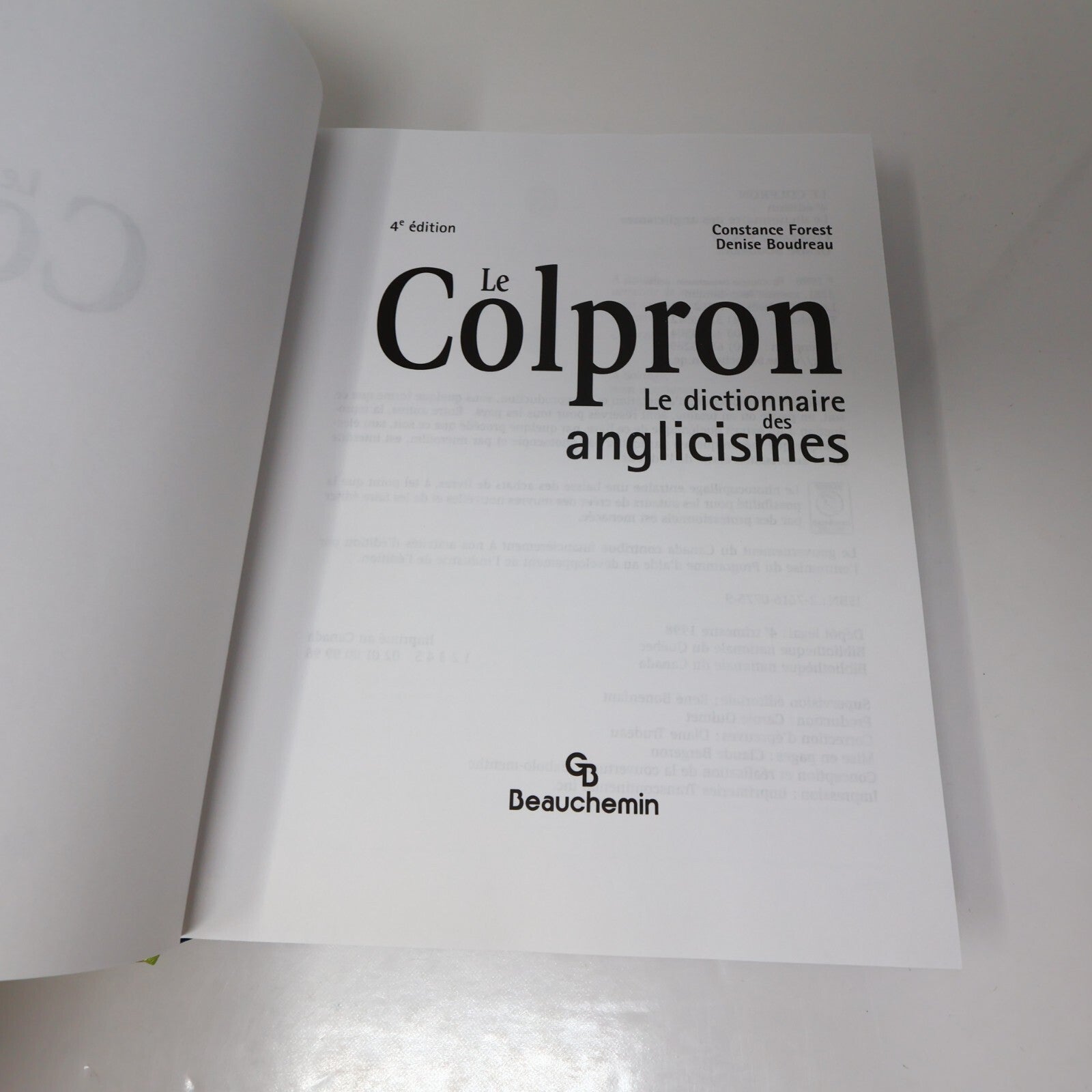 Le Colpron le Dictionnaire des Anglicismes Forest/Boudreau 1998 HC Français 90s