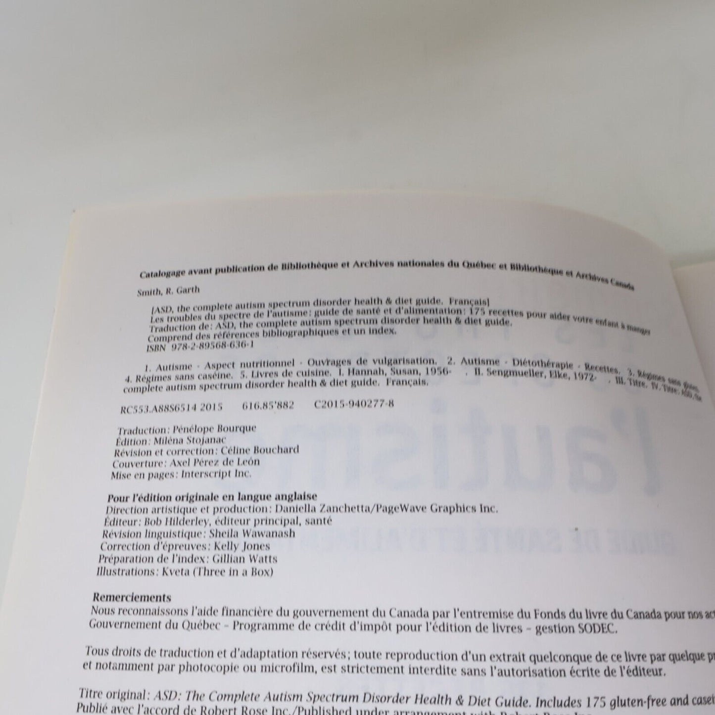 2015 Les Troubles du Spectre de l'Autisme Guide de Santé et d'Alimentation TSA