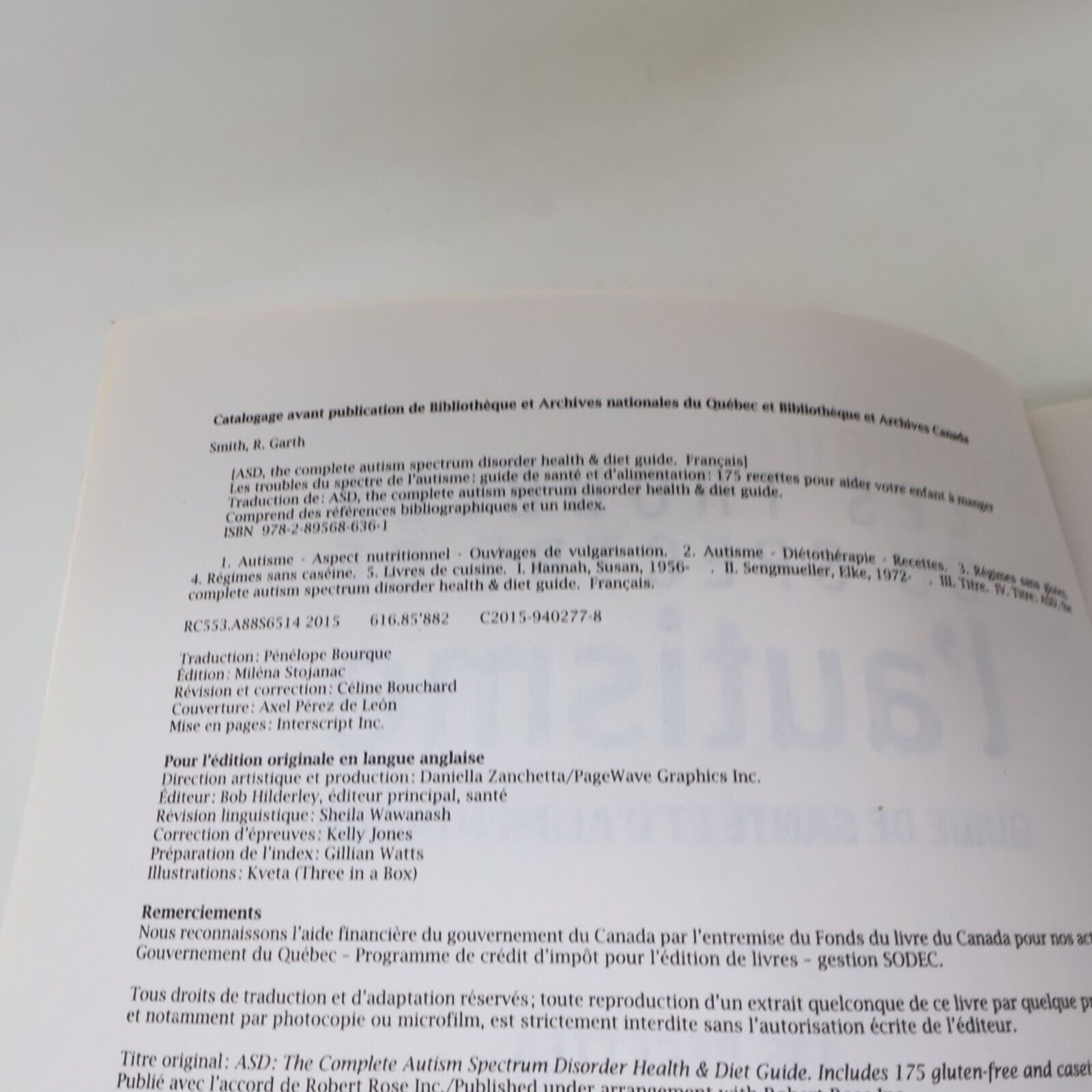 2015 Les Troubles du Spectre de l'Autisme Guide de Santé et d'Alimentation TSA