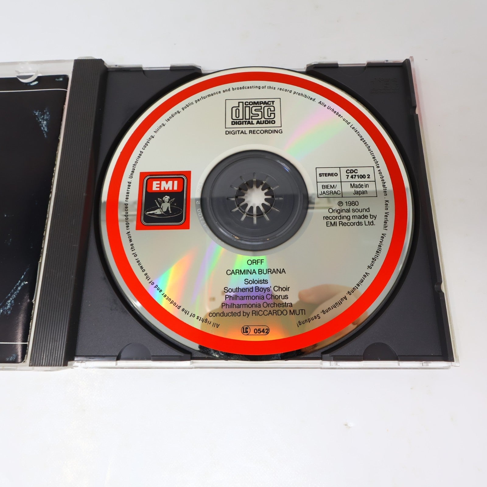 Carmina Burana CD Carl Orff/Riccardo Muti/Jonathan Summers Opera Classical 80s