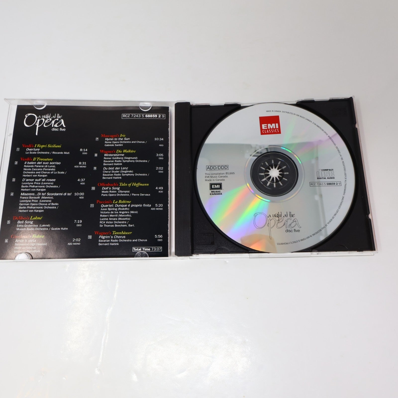 A Night At The Opera 5 CD Set Adam/Bellini/Puccini/Smetana/Massenet/Gounod EMI