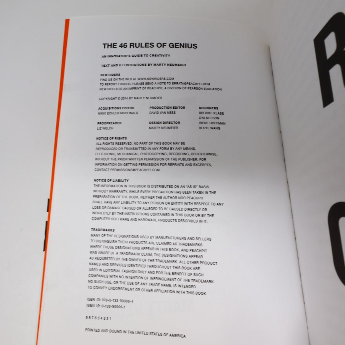 The 46 Rules of Genius an Innovator's Guide to Creativity Marty Neumeier 2014 PB