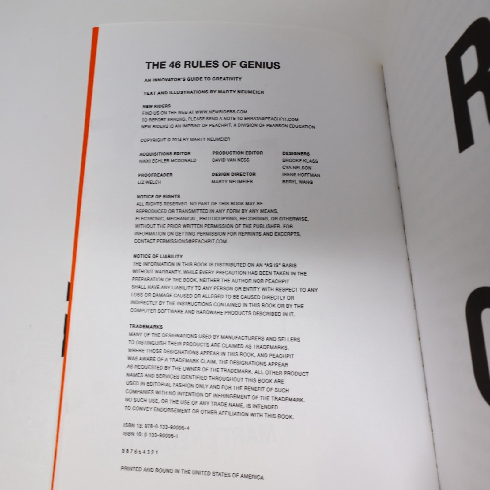 The 46 Rules of Genius an Innovator's Guide to Creativity Marty Neumeier 2014 PB