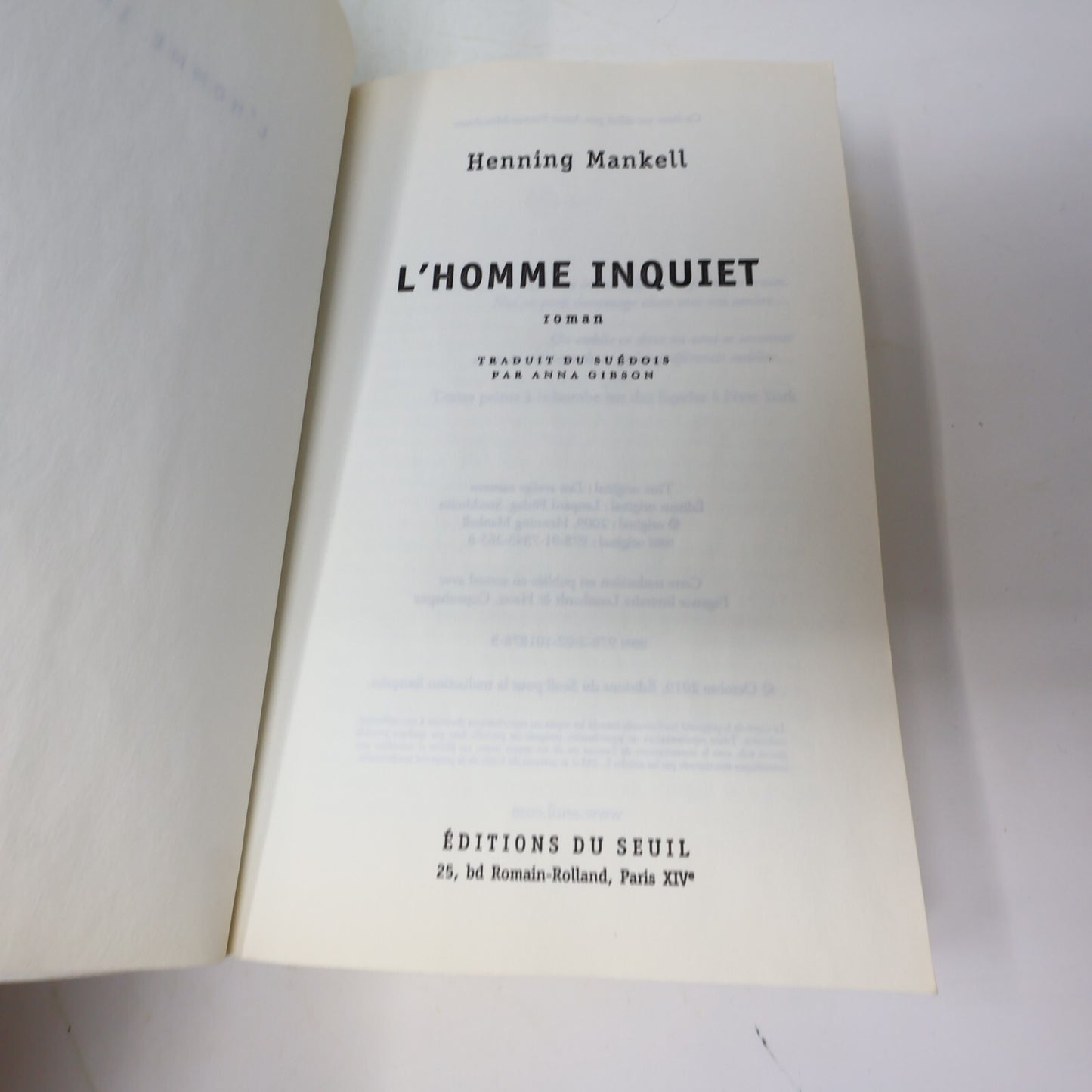 Henning Mankell Lot 4 Livres L'Homme Inquiet/Avant le Gel/Chiens de Riga French
