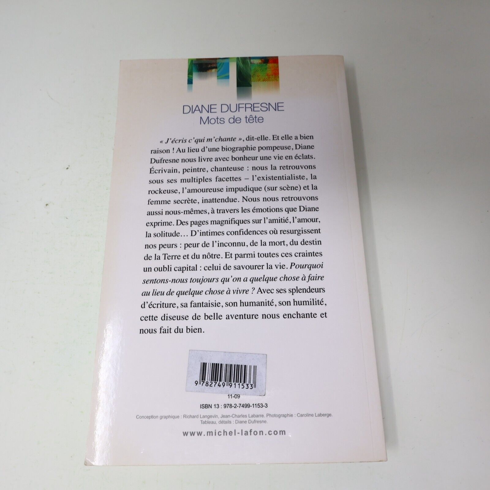 2009 Mots de Tête Diane Dufresne Biographie Musique Chanson Michel Lafon Livre