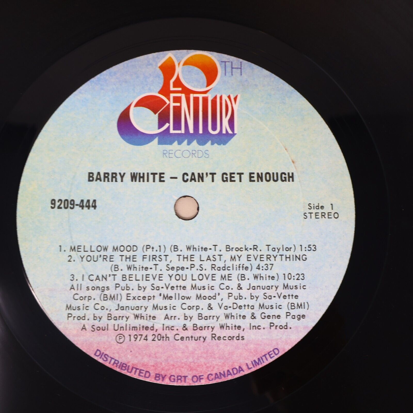 Barry White Can't Get Enough LP Record Vinyl 1974 20th Century-Fox 9209-444 70s