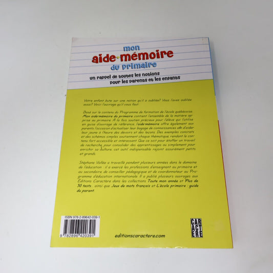 2008 Mon Aide-Mémoire du Primaire Enfants École de Stéphane Vallée Français PB
