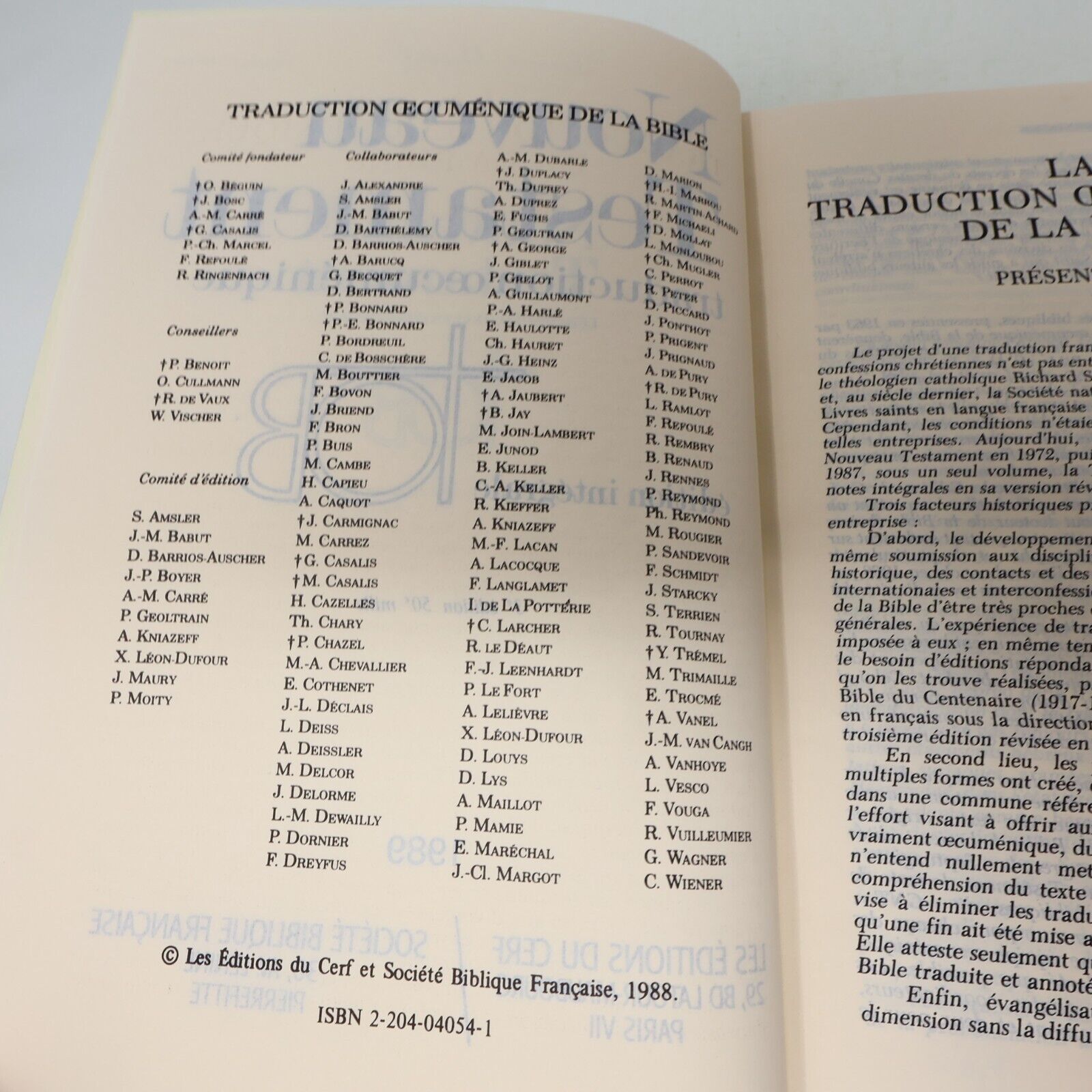 1989 Nouveau Testament Traduction Œcuménique Tob Cerf Édition Intégrale Français
