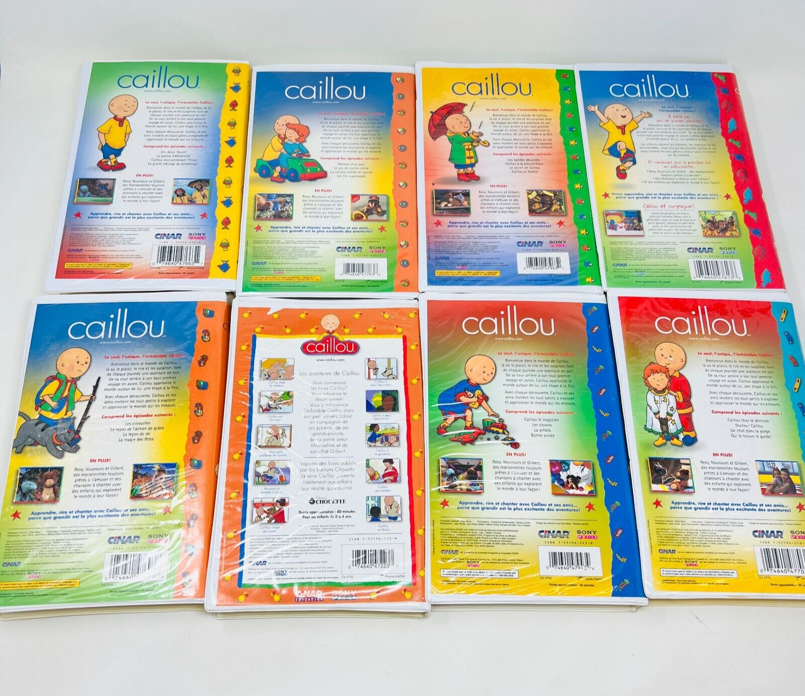 8x Caillou VHS en Français/in French Testés Cinar NTSC Lot Set Docteur Caillou