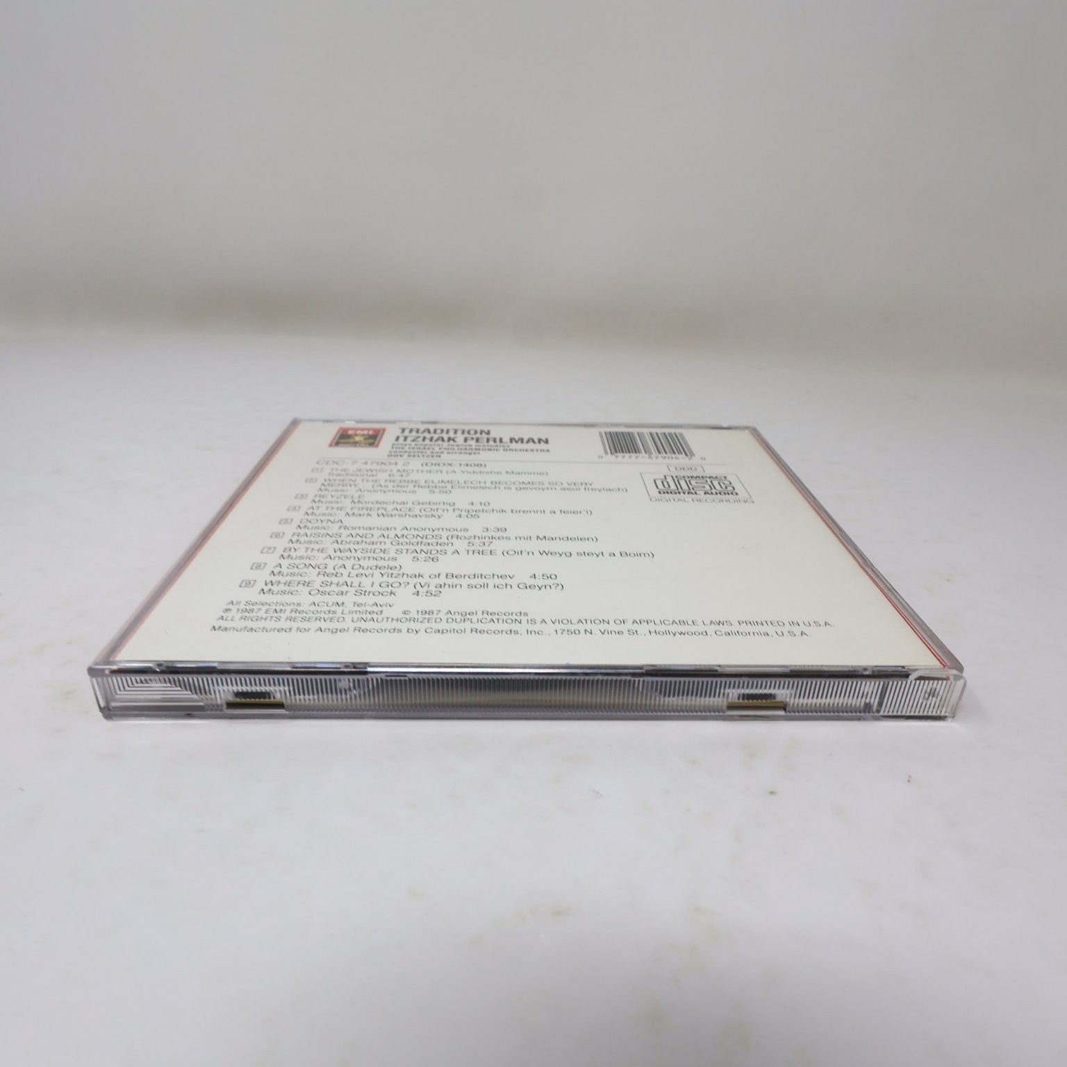 Itzhak Perlman Tradition CD 1987 EMI Digital Popular Jewish Melodies Dov Seltzer