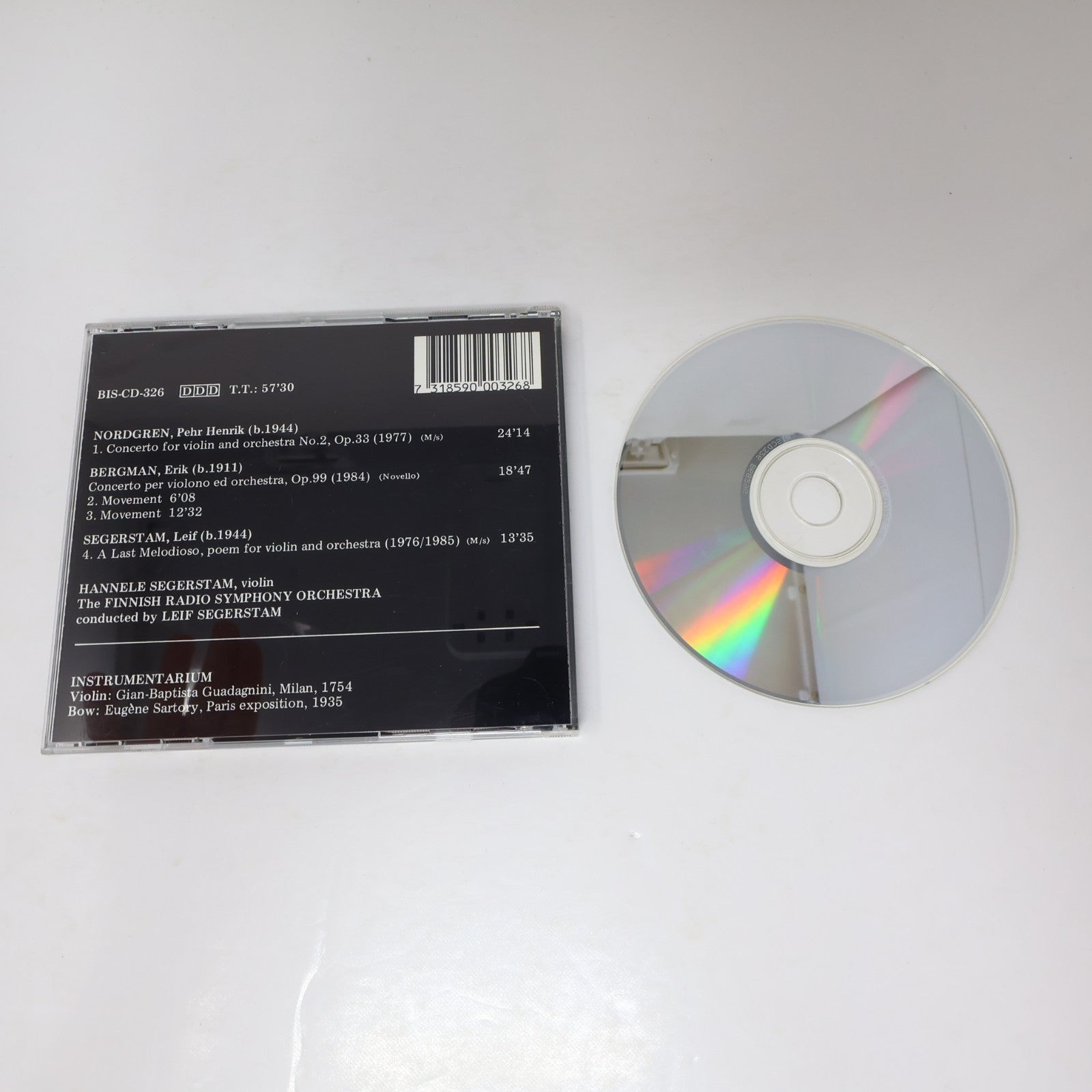 Nordgren/Bergman/Segerstam CD Finnish Violin Concertos BIS 1986 Made in Japan