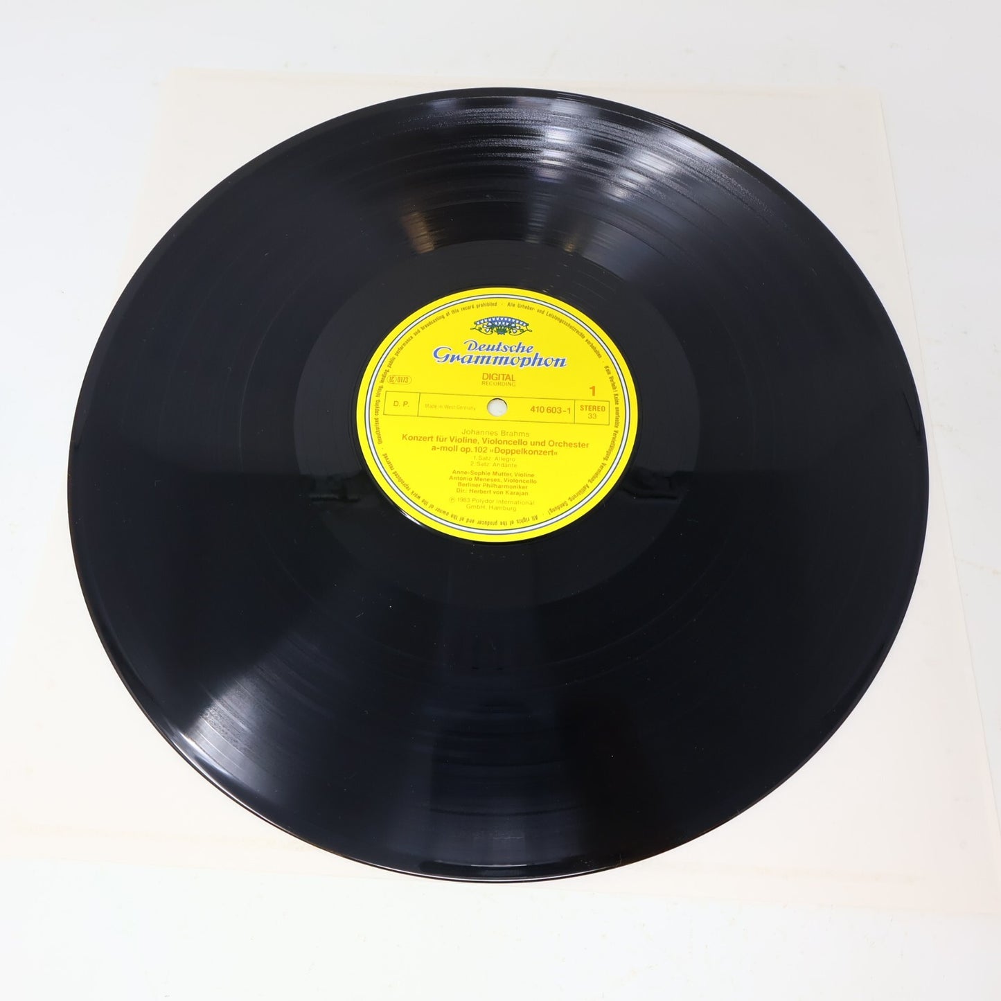 Herbert von Karajan Brahms Mutter Meneses Double Concerto LP Record 410 603-1