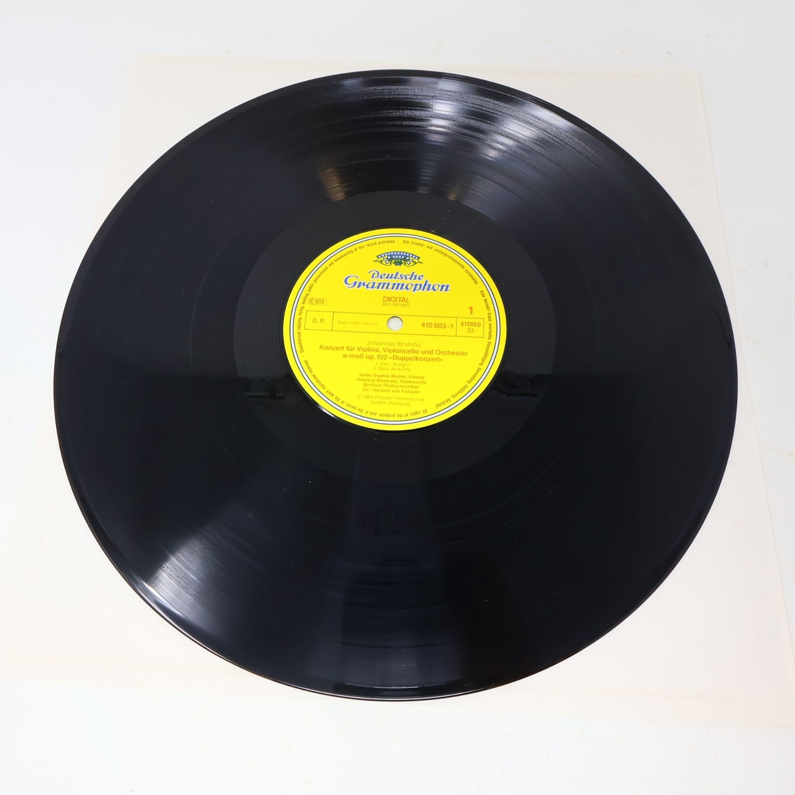 Herbert von Karajan Brahms Mutter Meneses Double Concerto LP Record 410 603-1